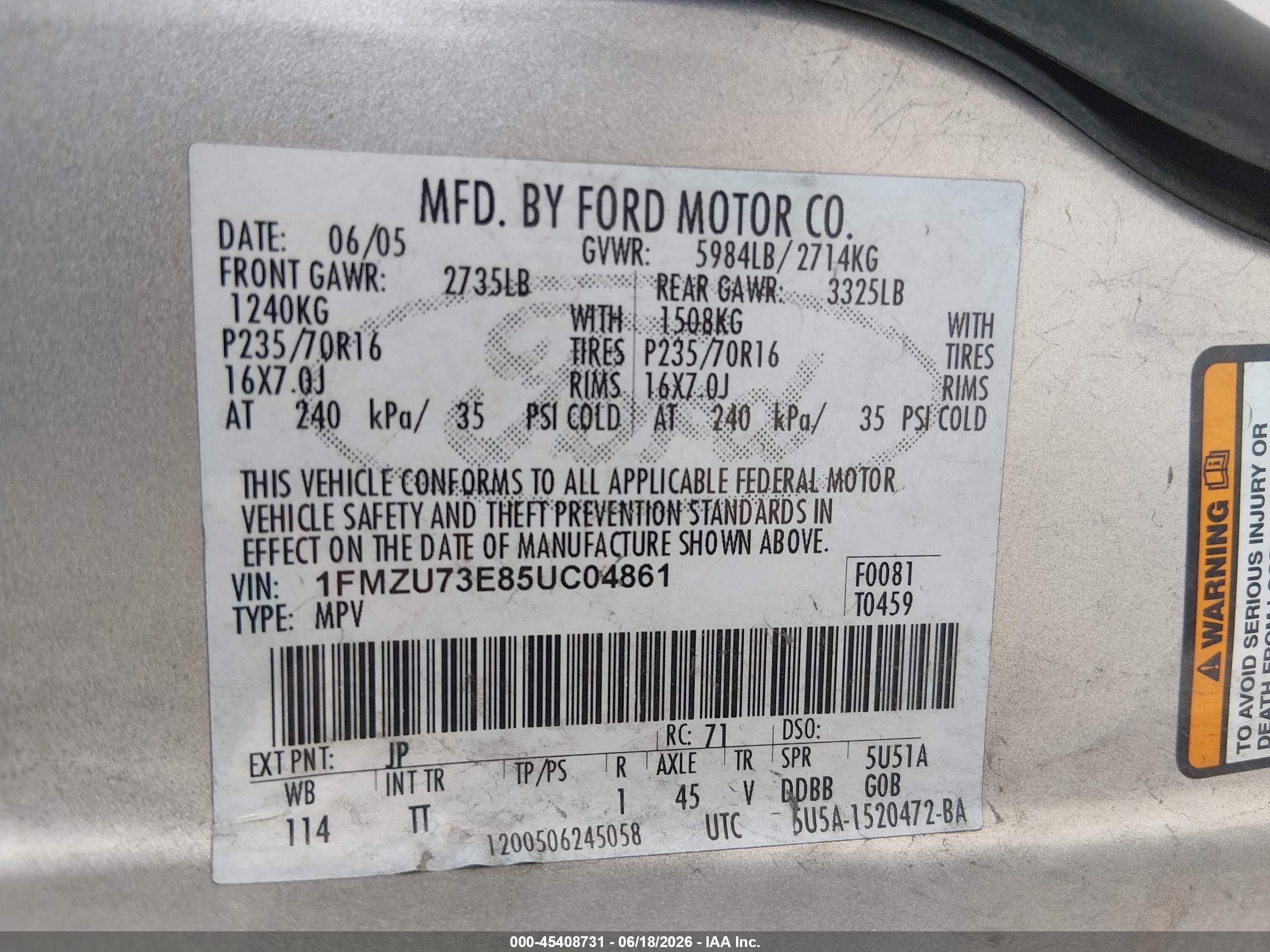 2005 Ford Explorer Xlt/xlt Sport Gray vin: 1FMZU73E85UC04861