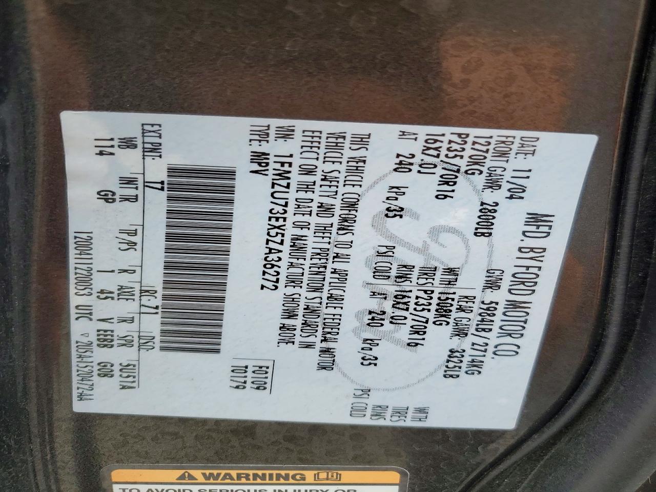 2005 Ford Explorer Xlt Gray vin: 1FMZU73EX5ZA36272