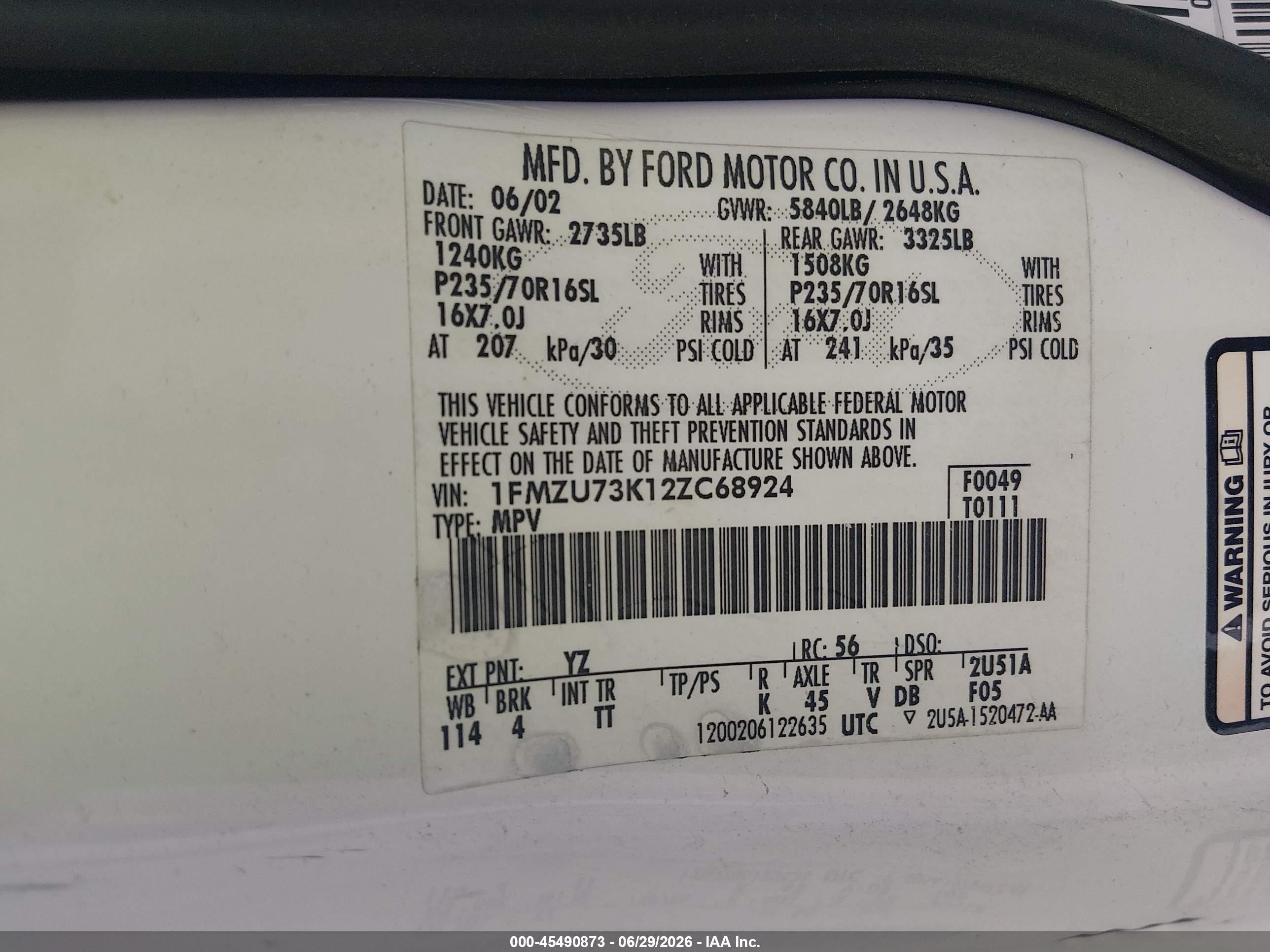 2002 Ford Explorer Xlt Белый vin: 1FMZU73K12ZC68924