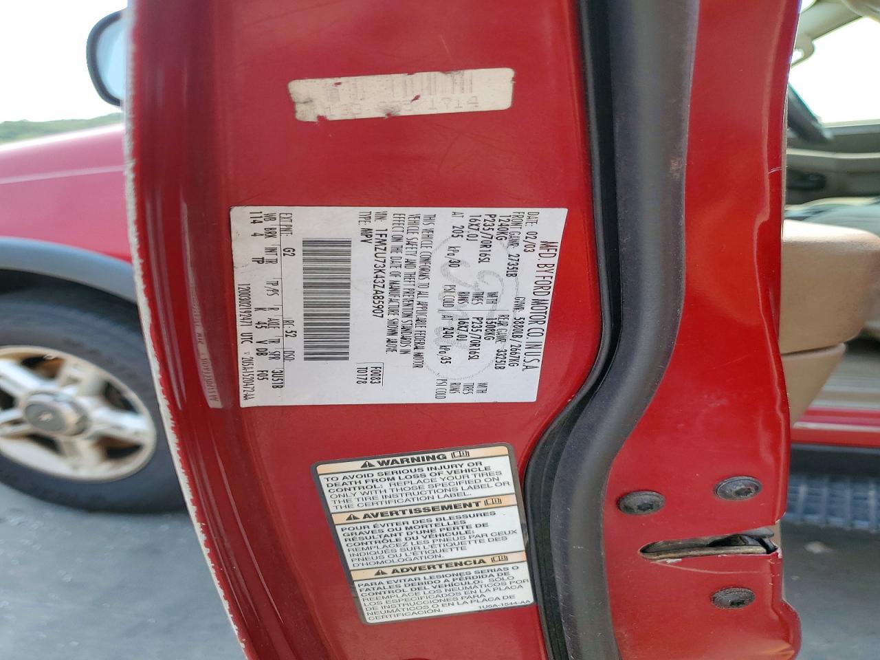 2003 Ford Explorer Xlt Red vin: 1FMZU73K43ZA85907