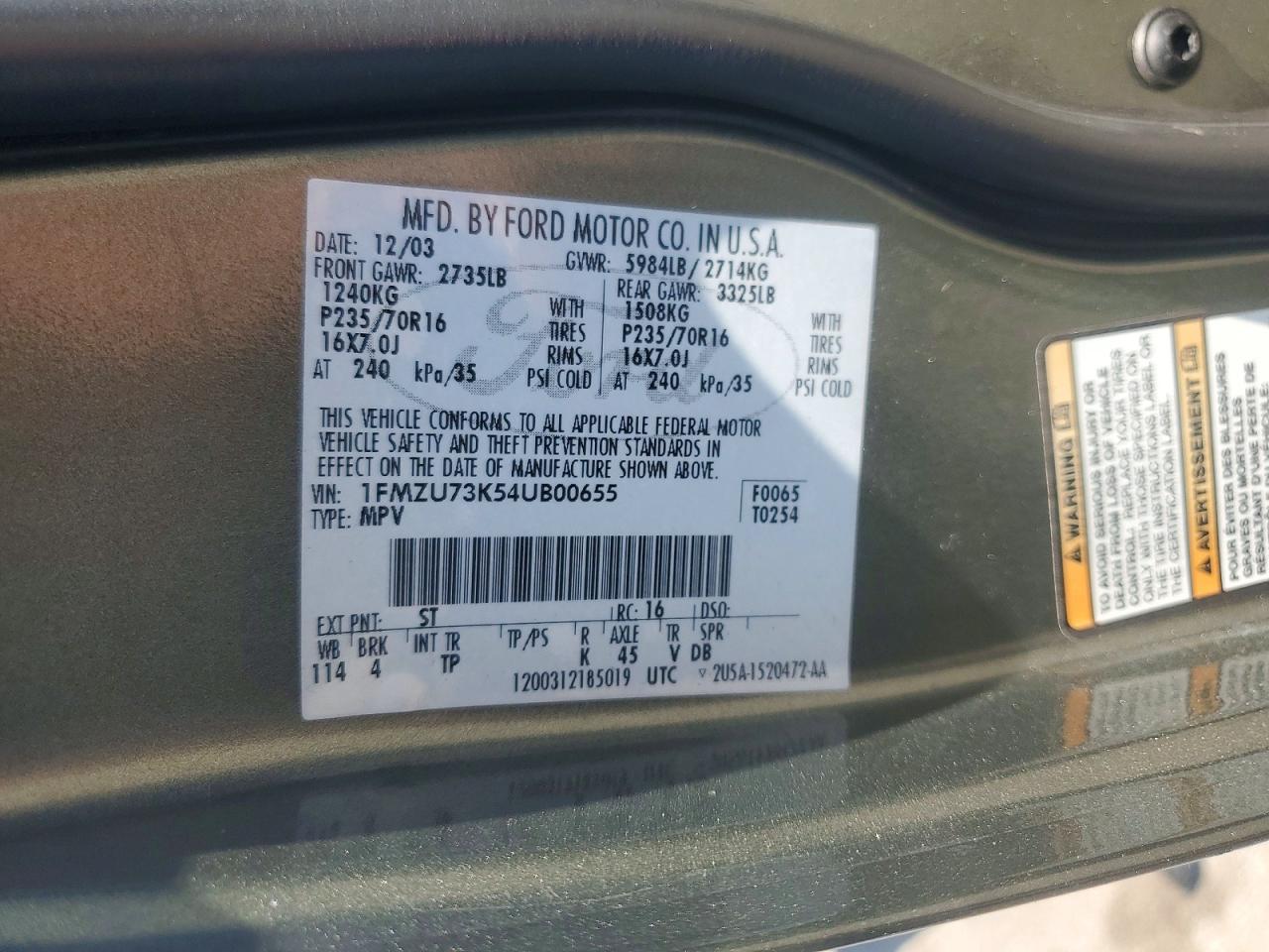 2004 Ford Explorer Green vin: 1FMZU73K54UB00655