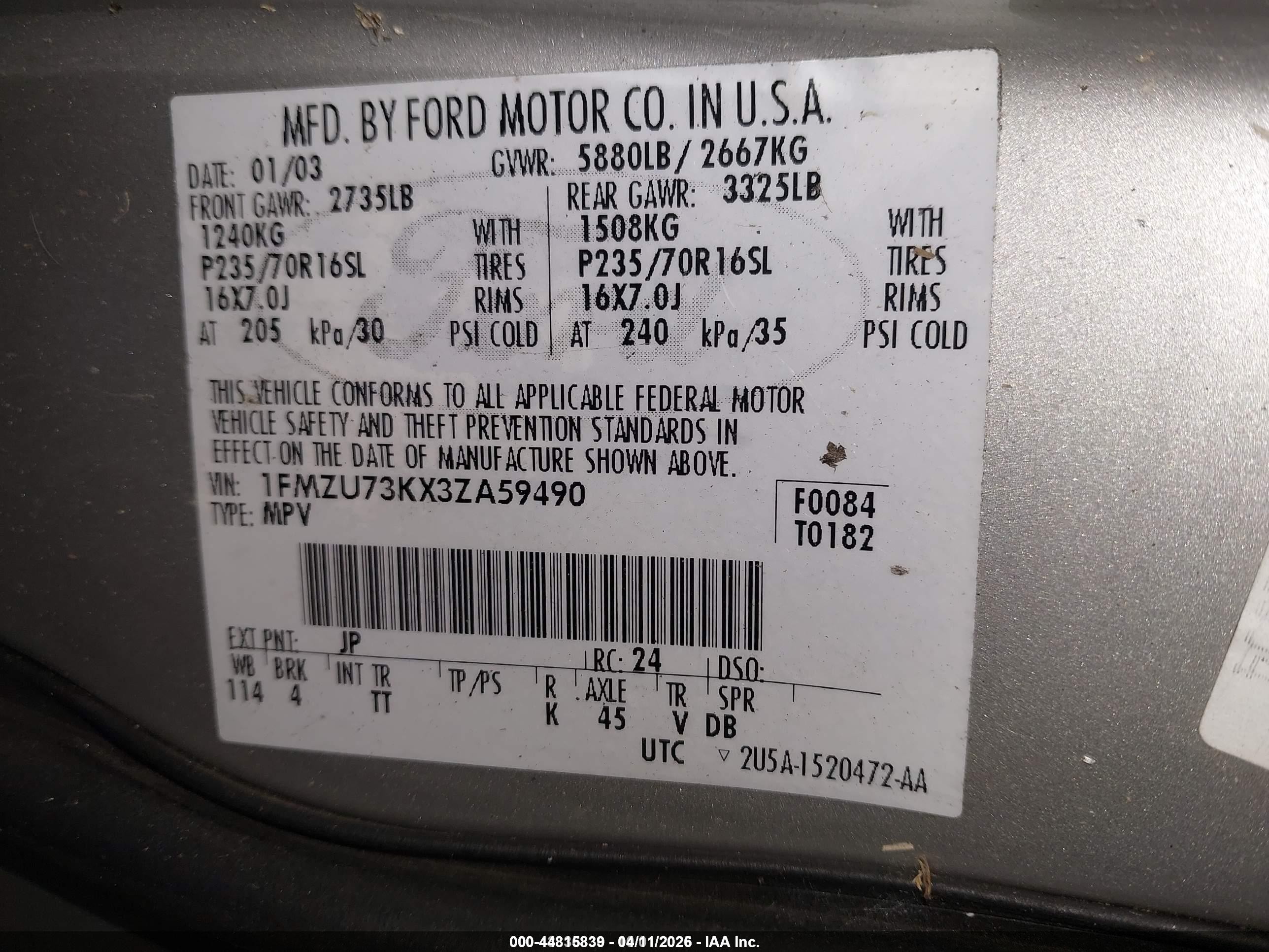 2003 Ford Explorer Nbx/xlt Silver vin: 1FMZU73KX3ZA59490
