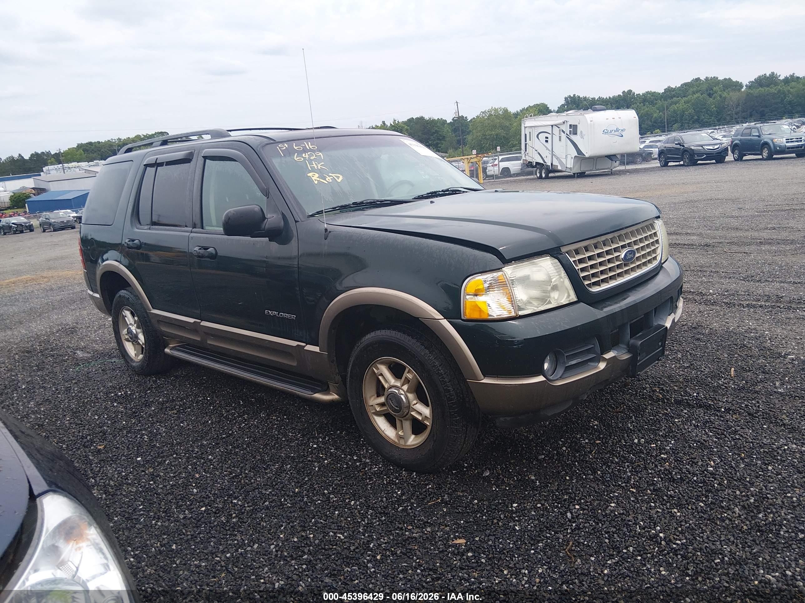 2002 Ford Explorer Eddie Bauer Green vin: 1FMZU74K32UD38192