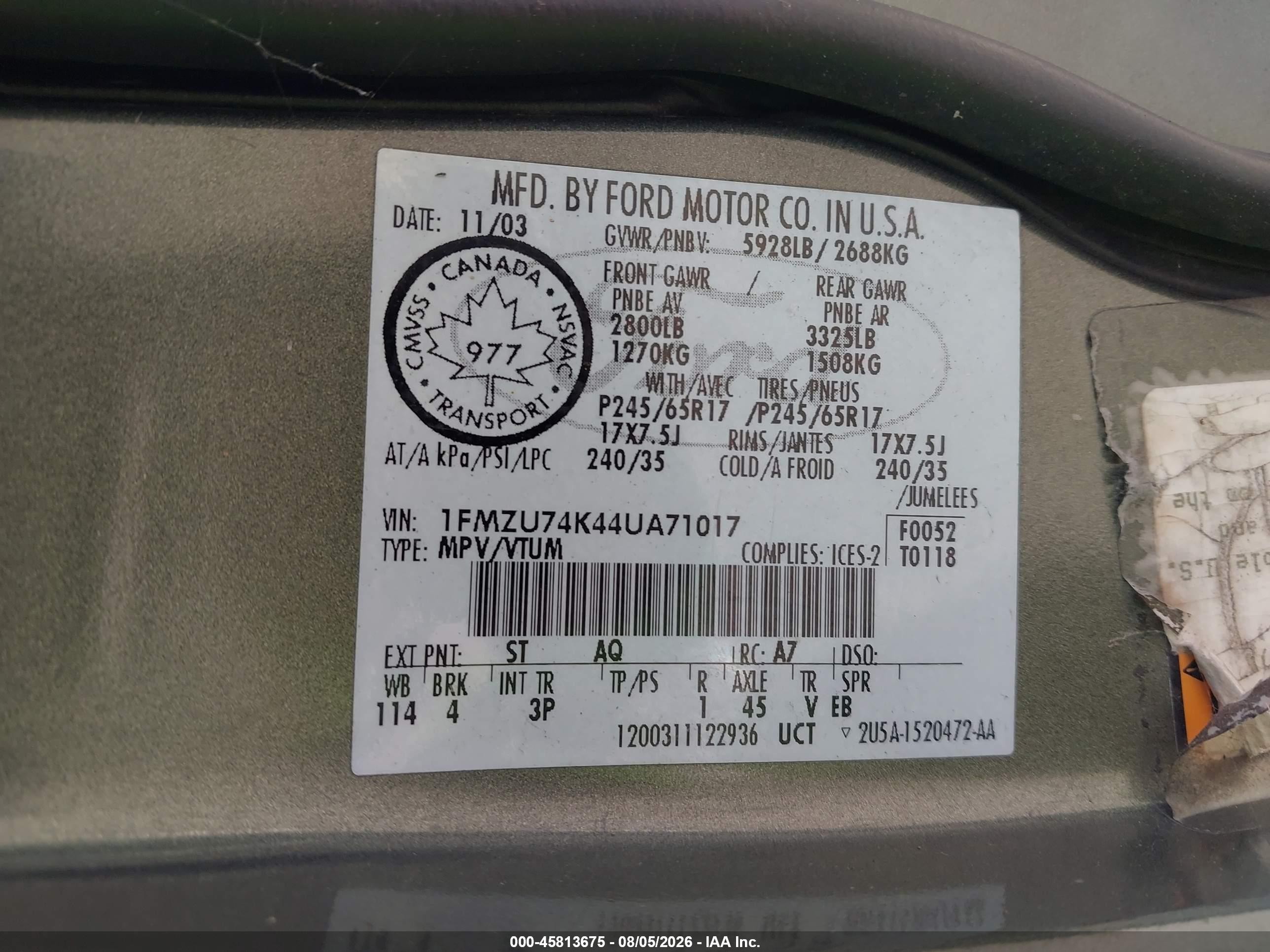 2004 Ford Explorer Eddie Bauer Green vin: 1FMZU74K44UA71017