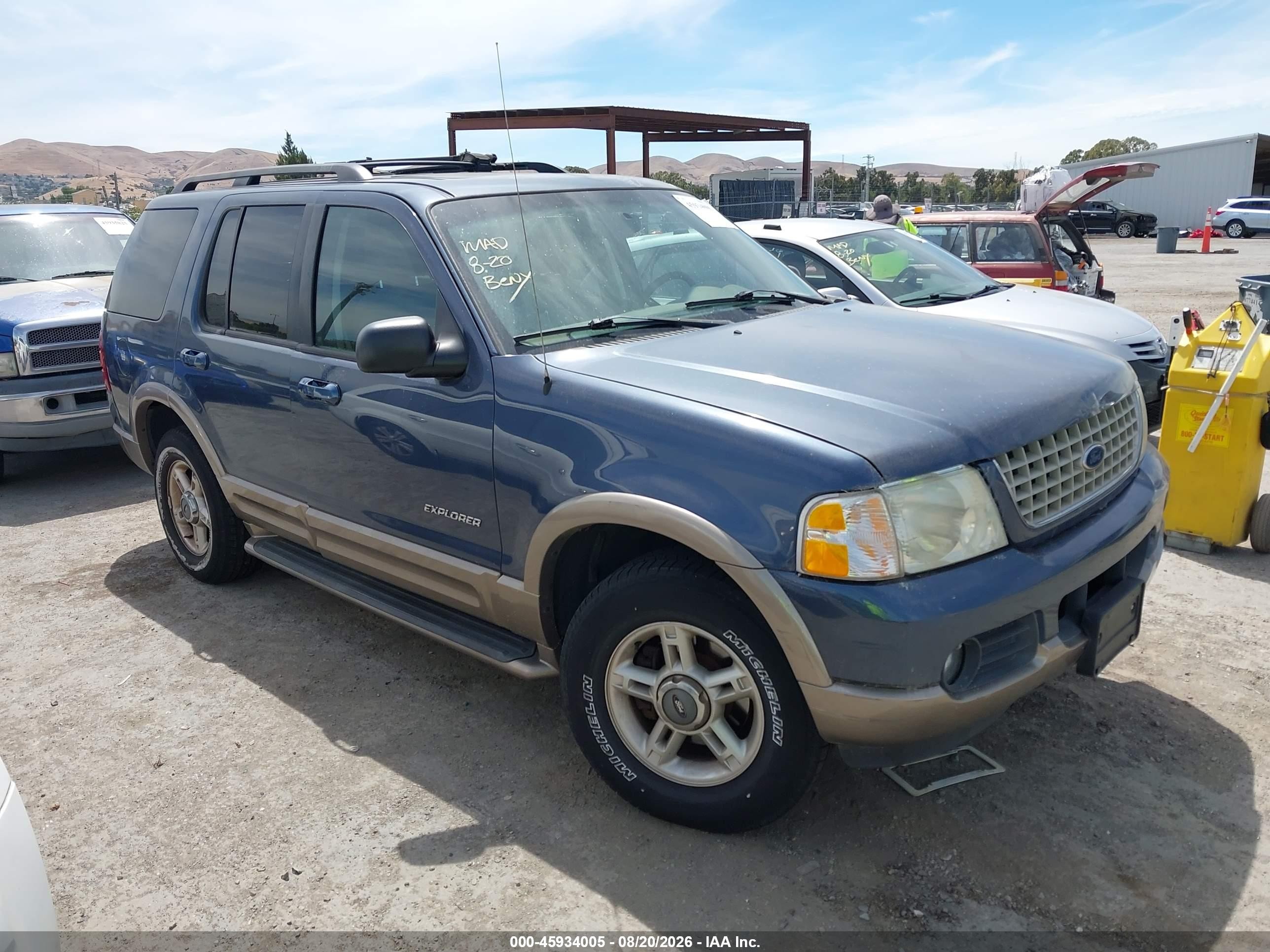 2002 Ford Explorer Eddie Bauer Blue vin: 1FMZU74W42ZC59359