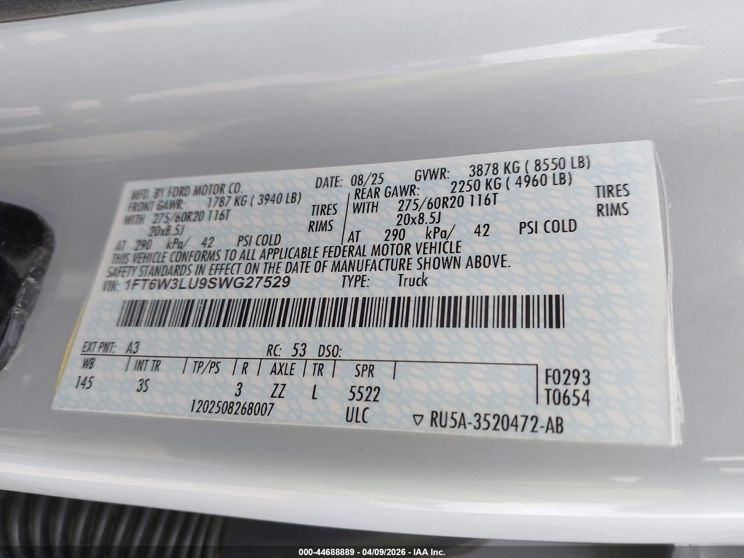 2025 Ford F-150 Lightning Flash Silver vin: 1FT6W3LU9SWG27529