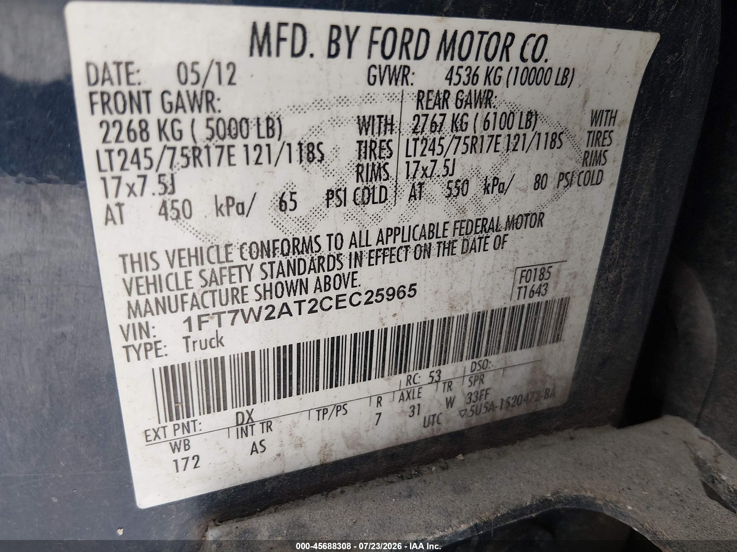 2012 Ford Super Duty F-250 Srw Xl Blue vin: 1FT7W2AT2CEC25965