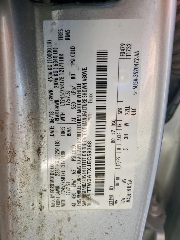 2018 Ford F250 Super Duty Silver vin: 1FT7W2ATXJEC59388