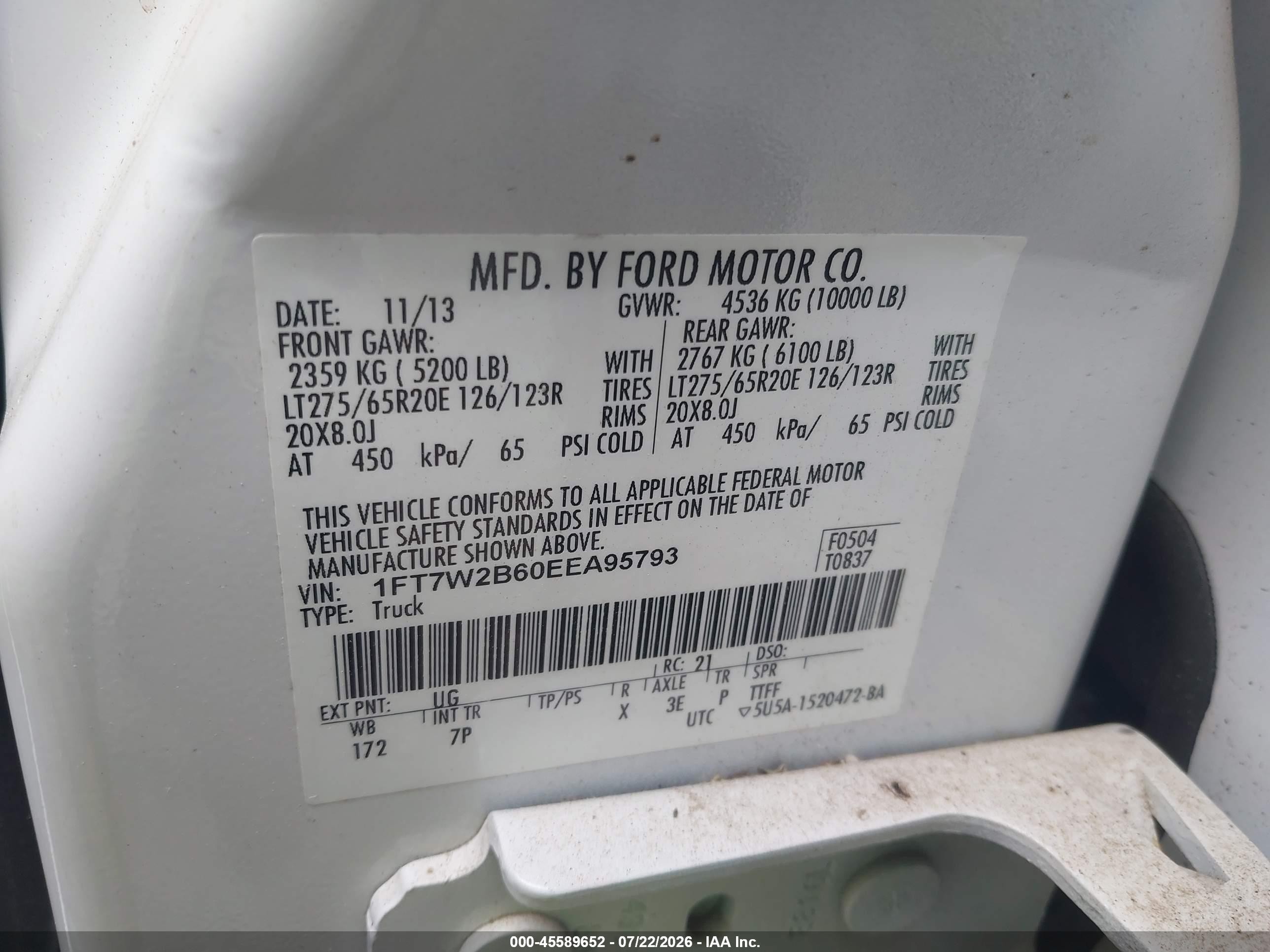 2014 Ford F-250 Lariat White vin: 1FT7W2B60EEA95793