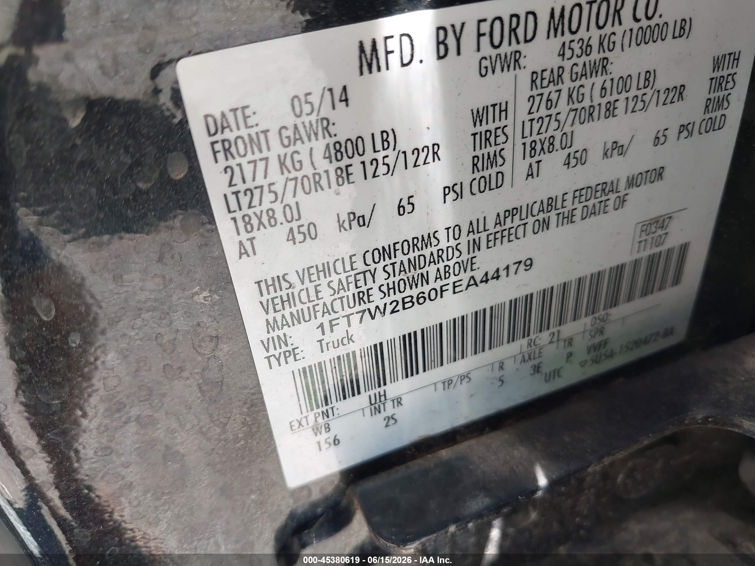 2015 Ford F-250 Xlt Black vin: 1FT7W2B60FEA44179