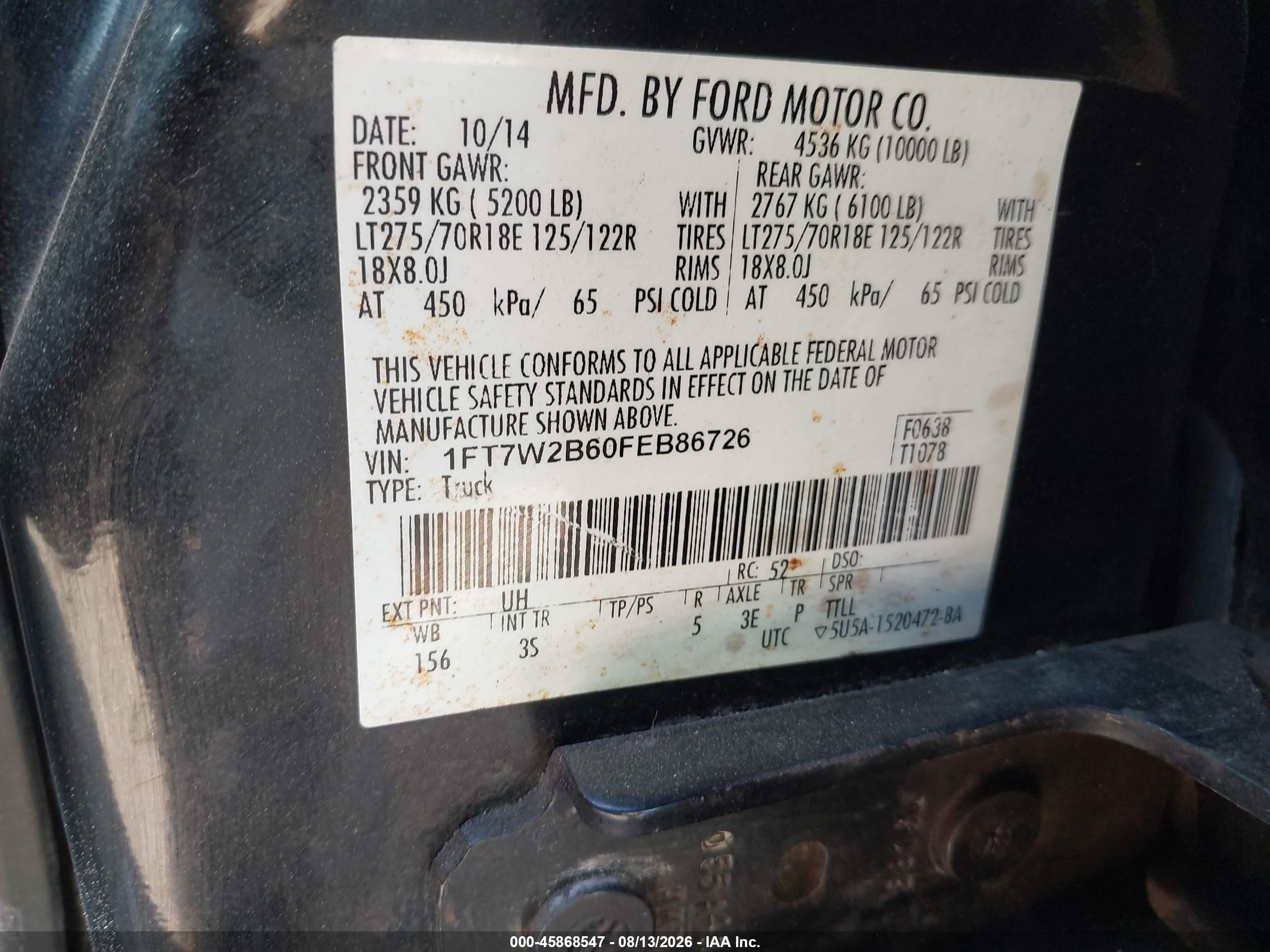 2015 Ford F-250 Xlt Black vin: 1FT7W2B60FEB86726