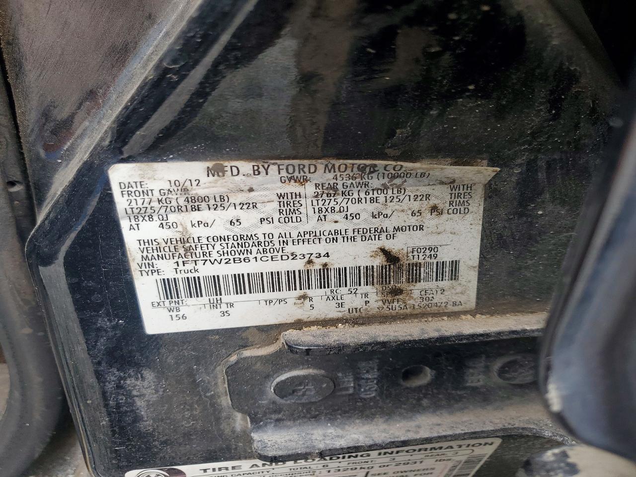 2012 Ford F250 Super Duty Black vin: 1FT7W2B61CED23734