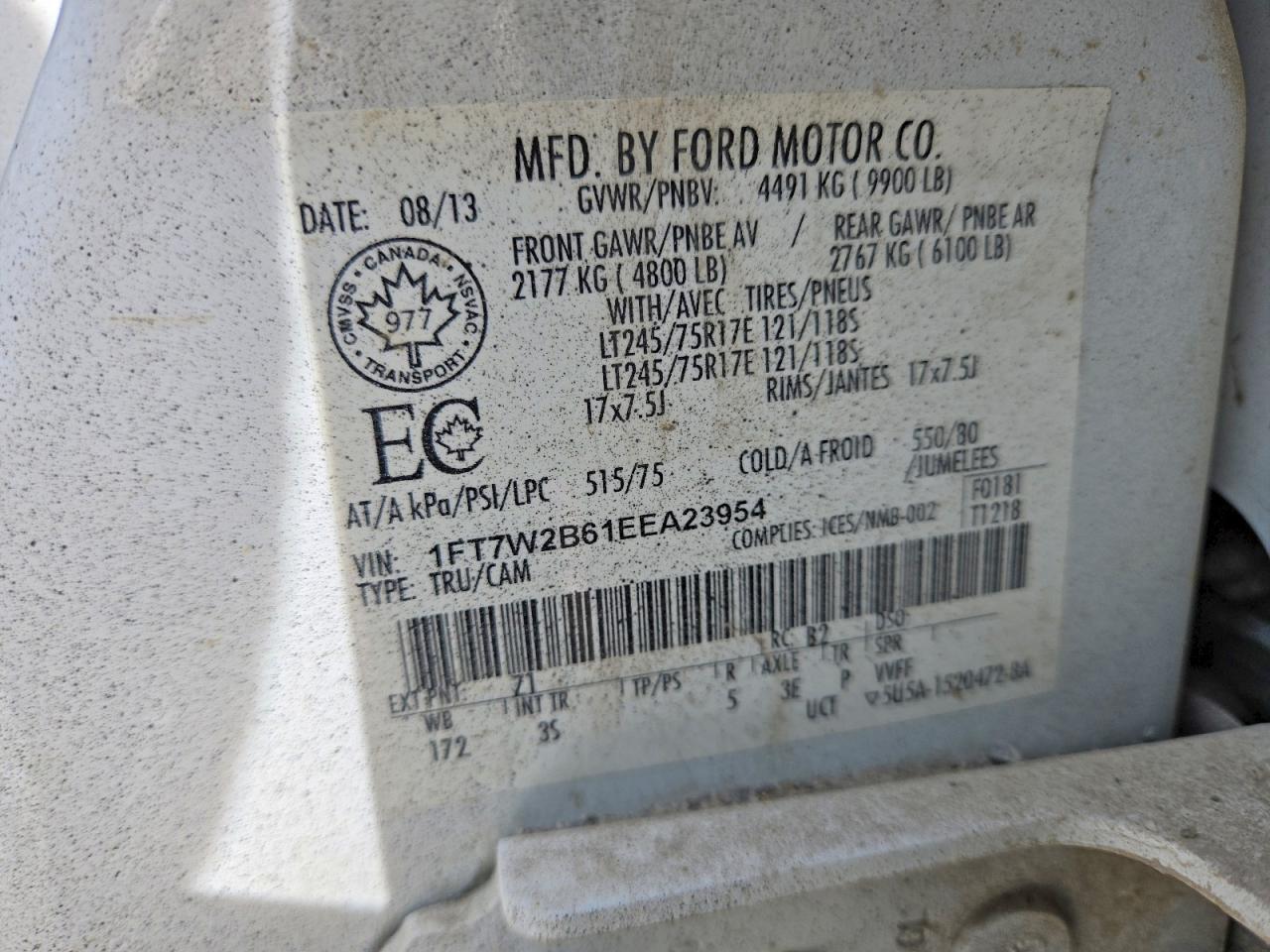 2014 Ford F250 Super Duty Белый vin: 1FT7W2B61EEA23954