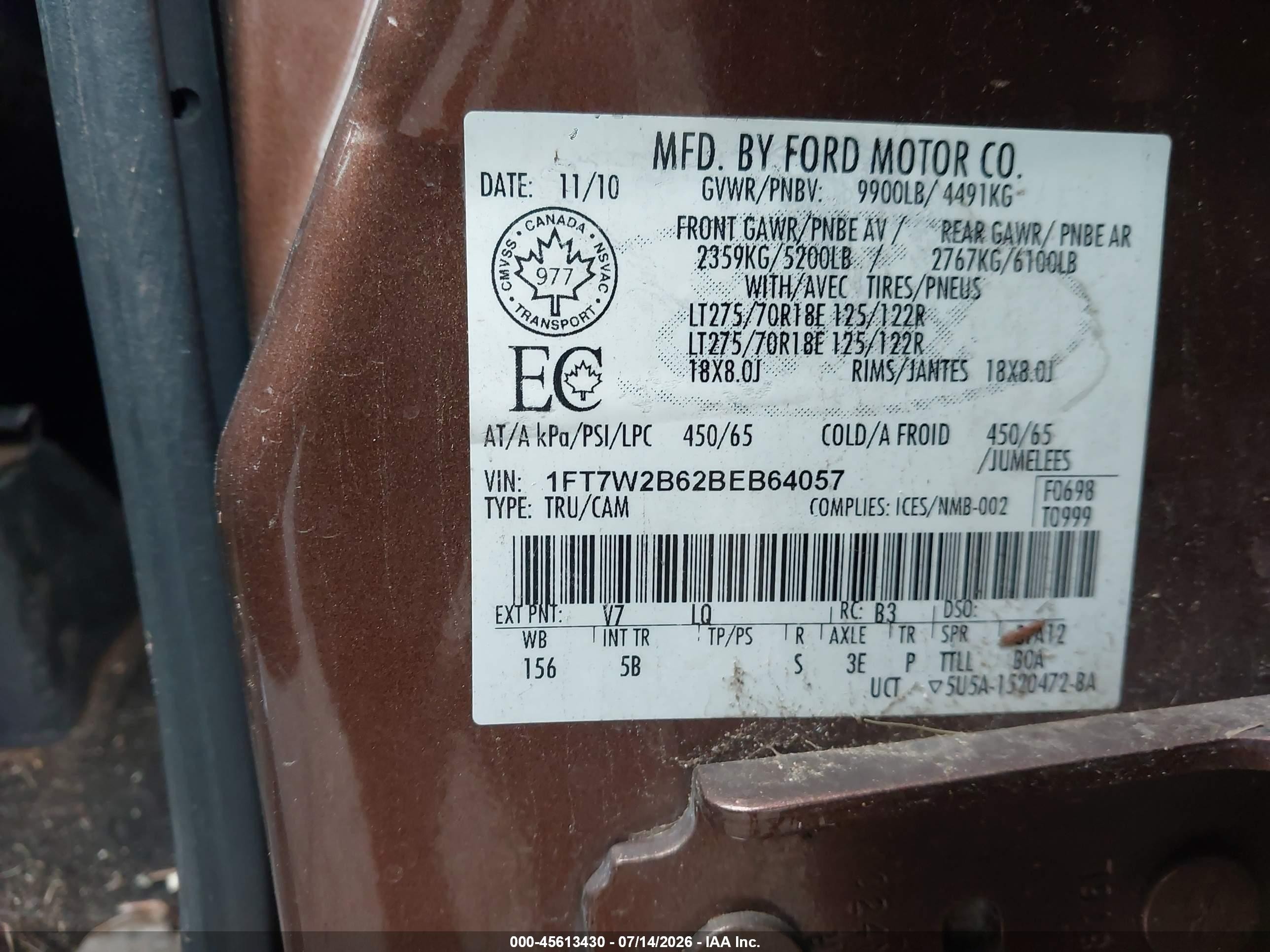2011 Ford Super Duty F-250 Srw Lariat Brown vin: 1FT7W2B62BEB64057