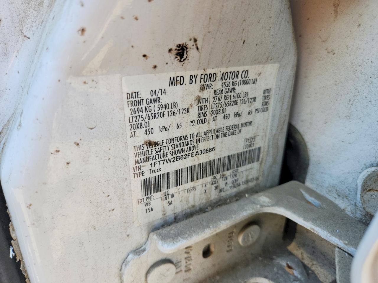 2015 Ford F250 Super Duty White vin: 1FT7W2B62FEA30686