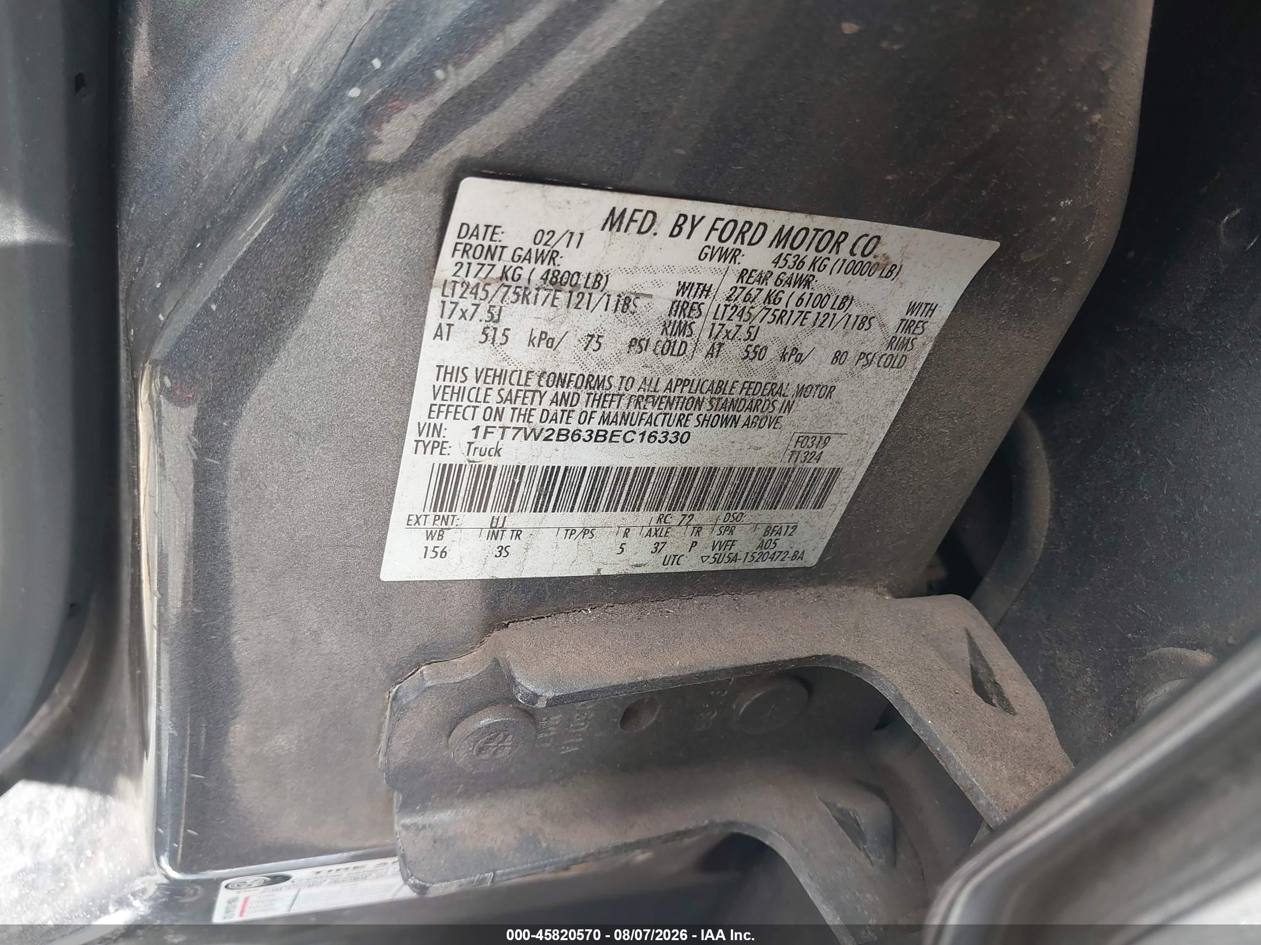 2011 Ford F-250 Xlt Gray vin: 1FT7W2B63BEC16330