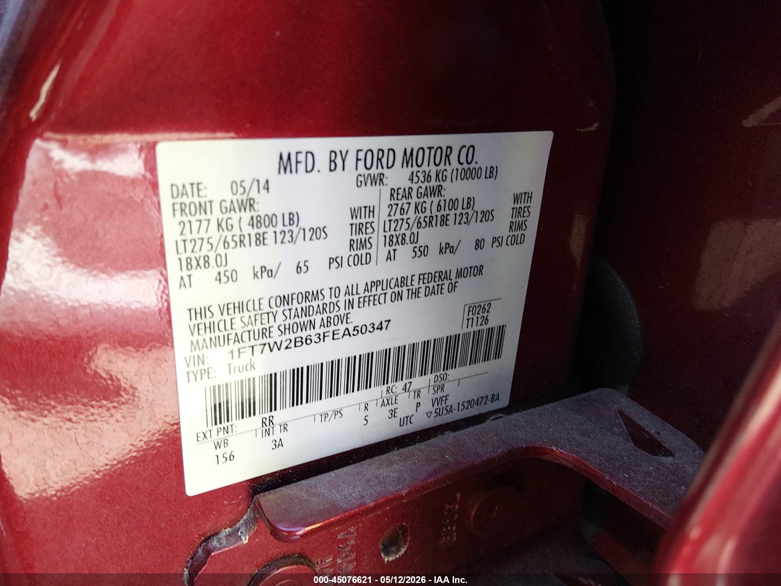2015 Ford F-250 Xlt Burgundy vin: 1FT7W2B63FEA50347