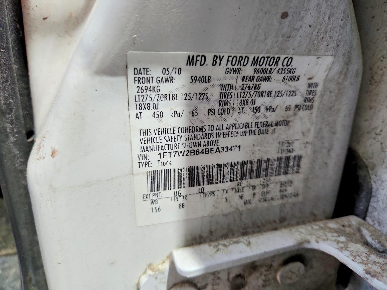 2011 Ford F250 Super Duty White vin: 1FT7W2B64BEA33471