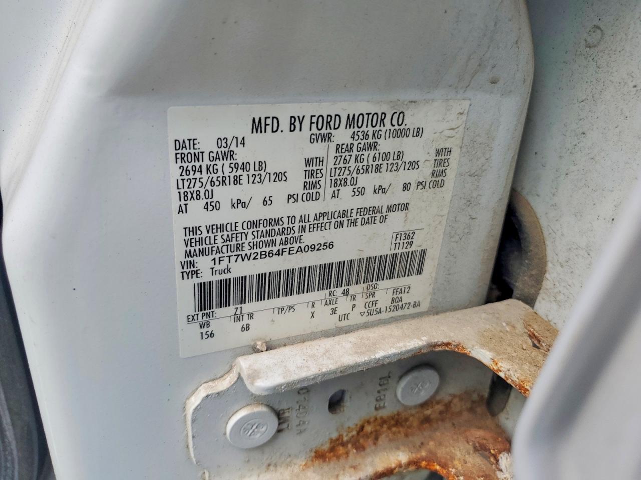 2015 Ford F250 Super Duty White vin: 1FT7W2B64FEA09256