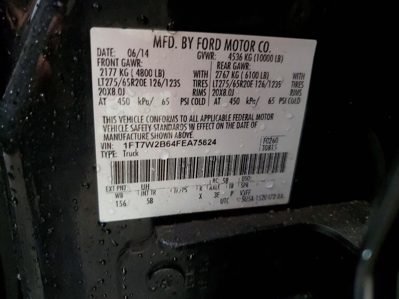 2015 Ford F250 Super Duty Black vin: 1FT7W2B64FEA75824