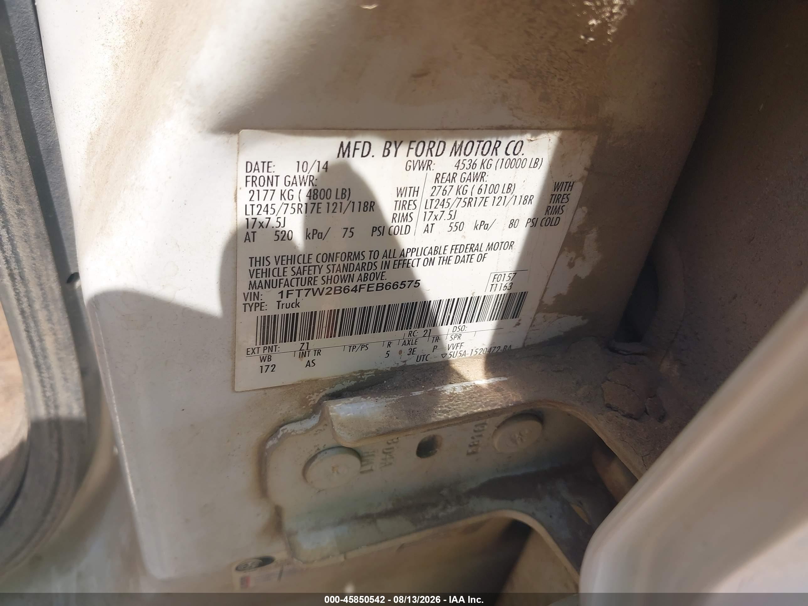 2015 Ford F-250 Xl White vin: 1FT7W2B64FEB66575