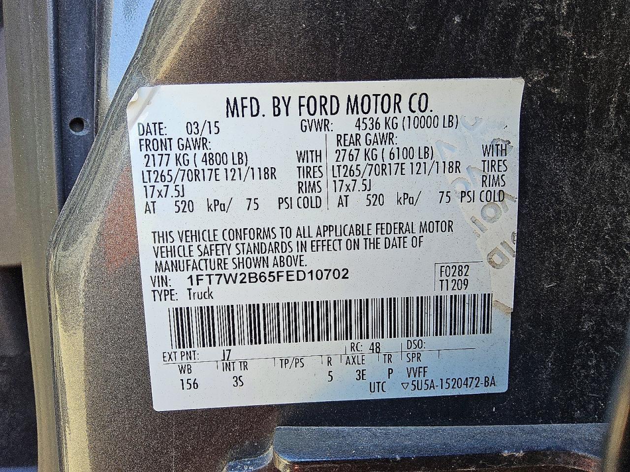 2015 Ford F250 Super Duty Gray vin: 1FT7W2B65FED10702