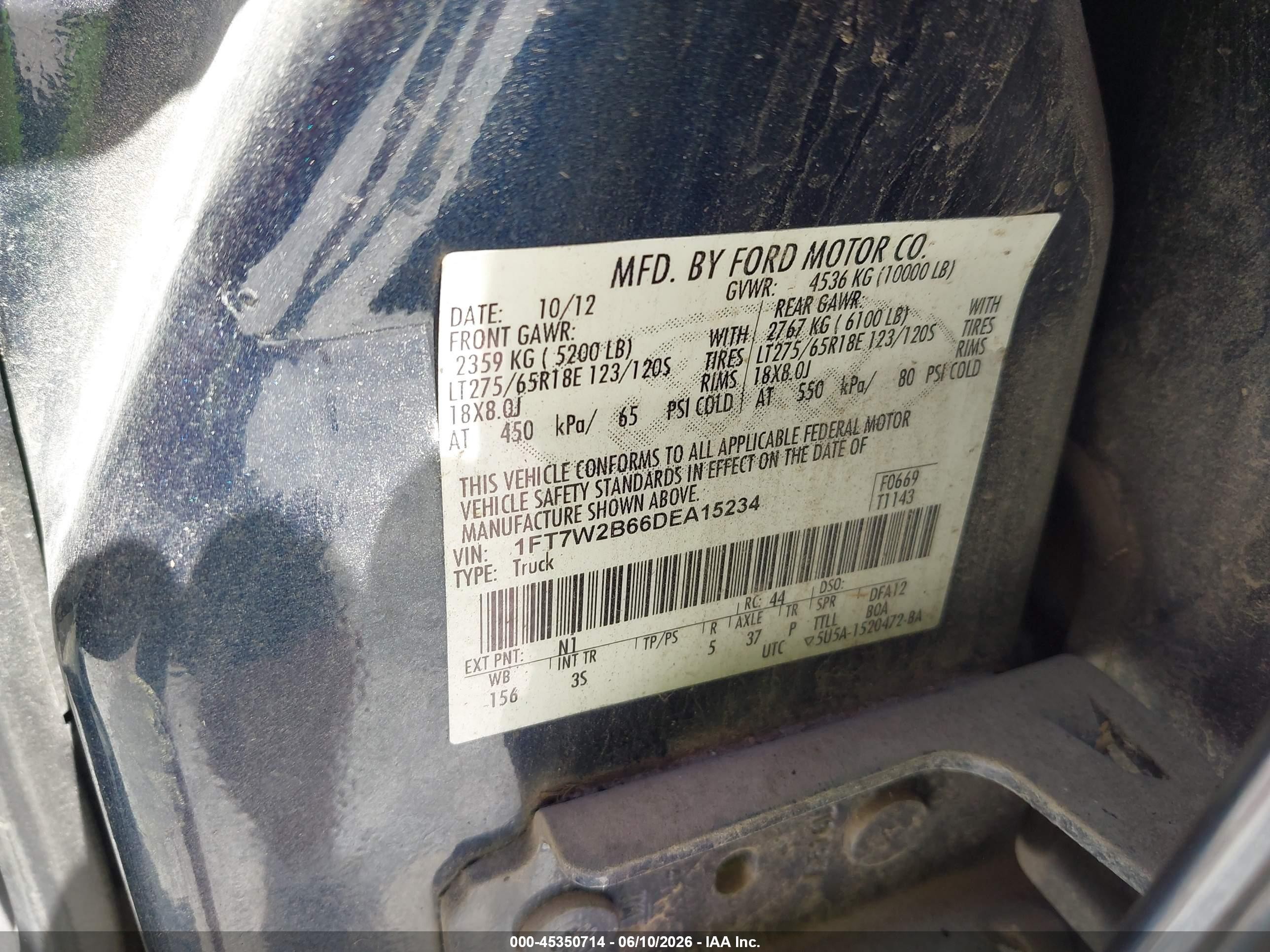 2013 Ford F-250 Xlt Blue vin: 1FT7W2B66DEA15234