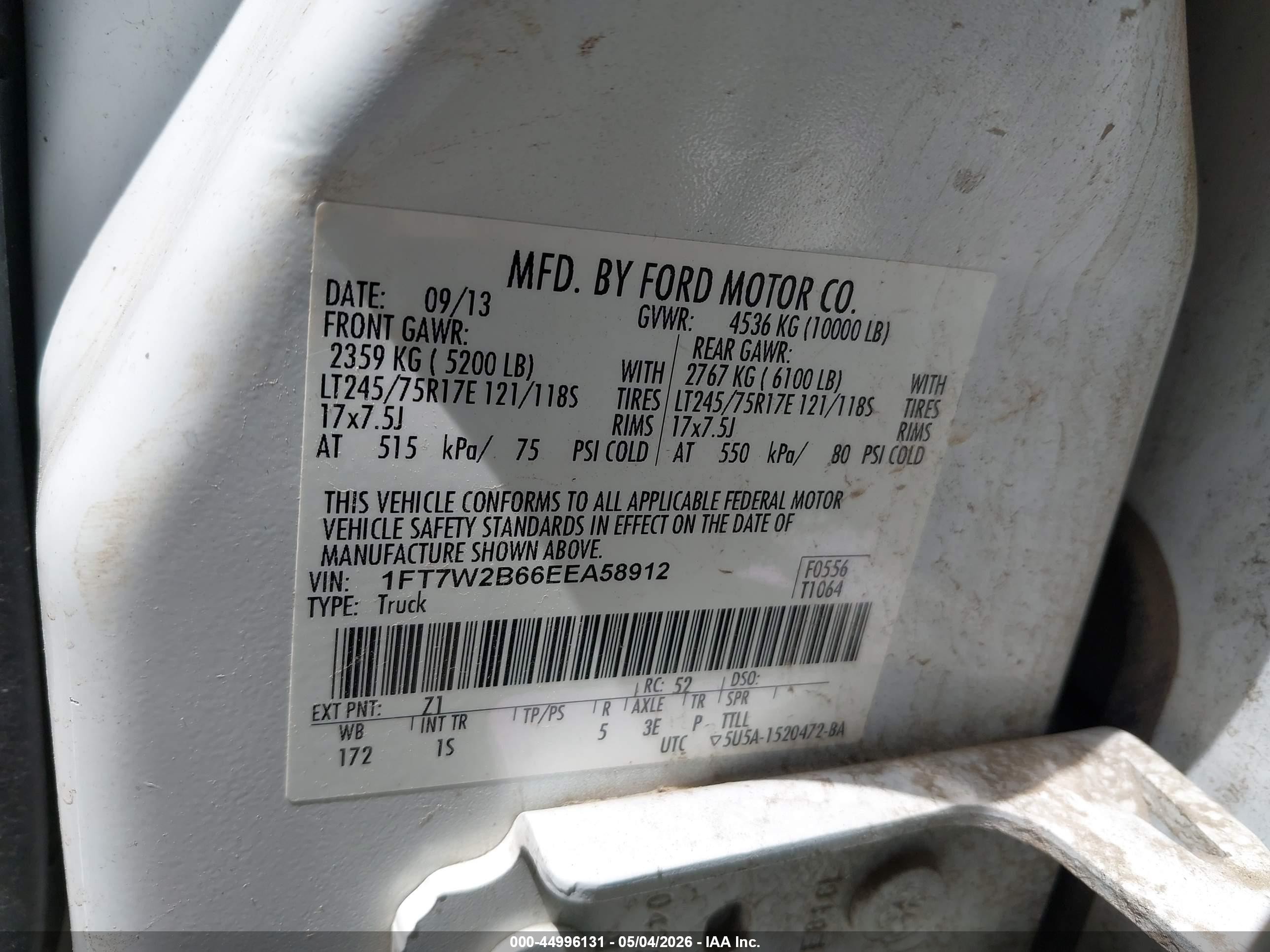 2014 Ford F-250 Xl Белый vin: 1FT7W2B66EEA58912