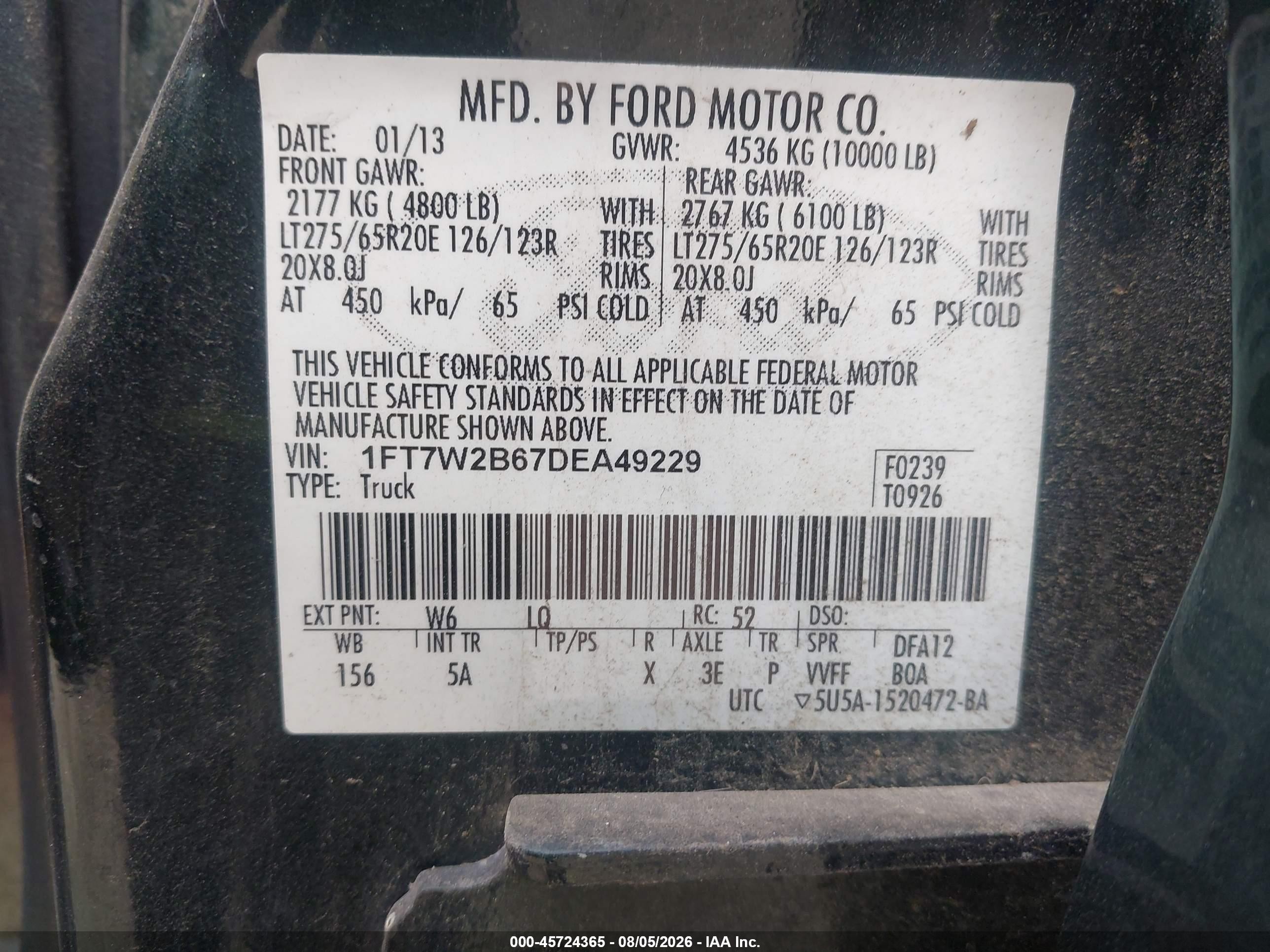2013 Ford Super Duty F-250 Srw Lariat Green vin: 1FT7W2B67DEA49229