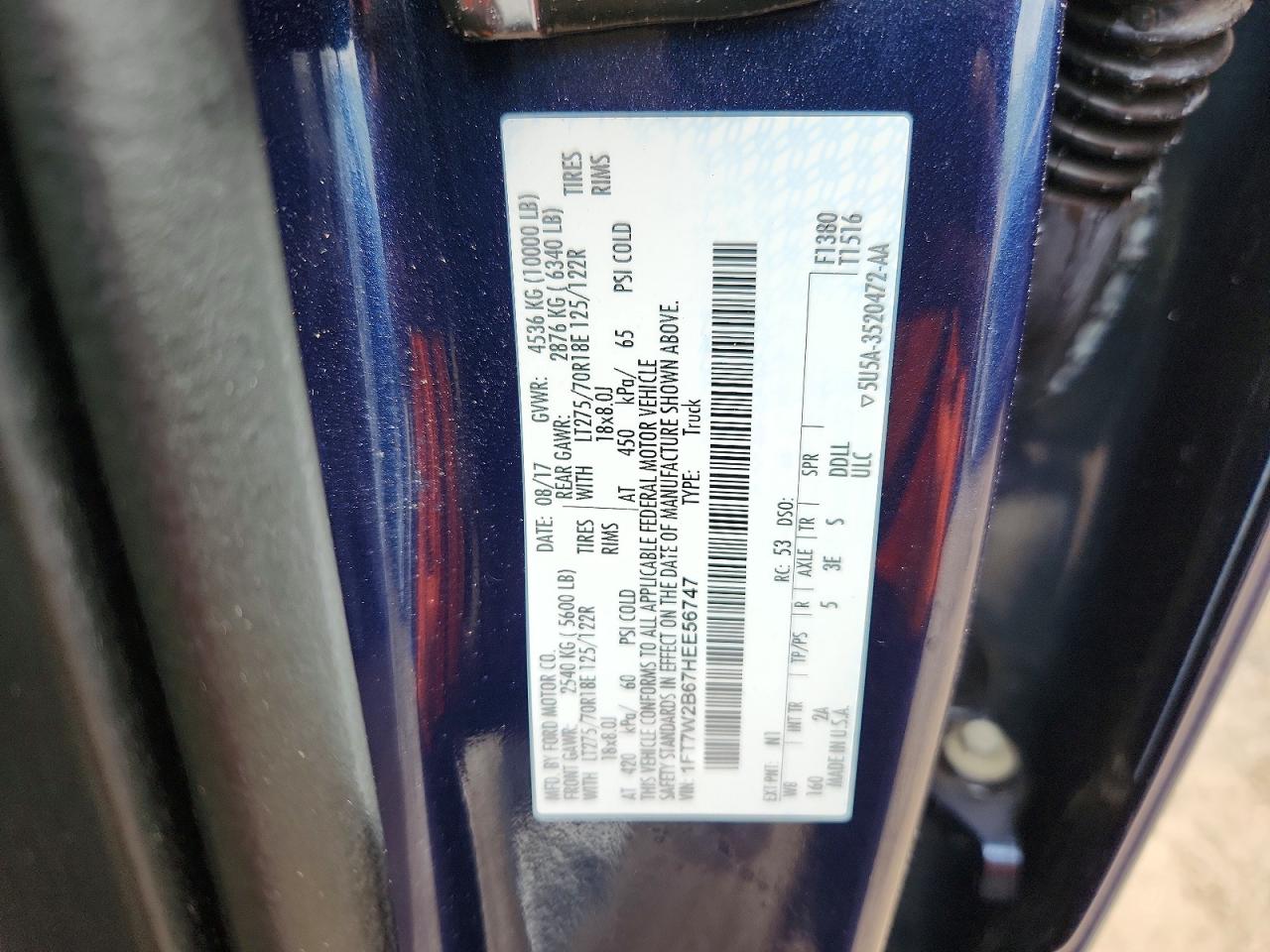 2017 Ford F250 Super Duty Blue vin: 1FT7W2B67HEE56747