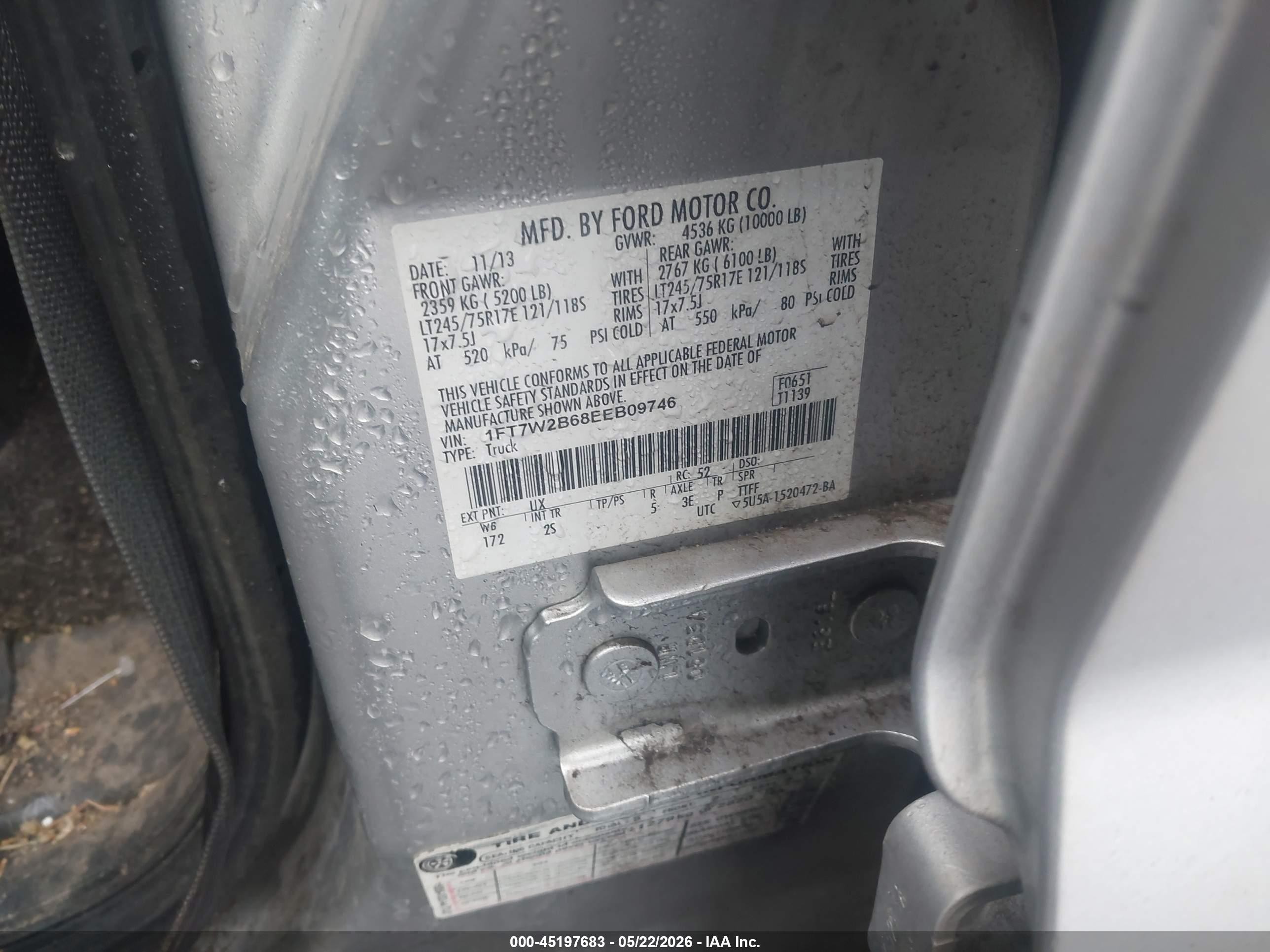 2014 Ford F-250 Xlt Серебряный vin: 1FT7W2B68EEB09746