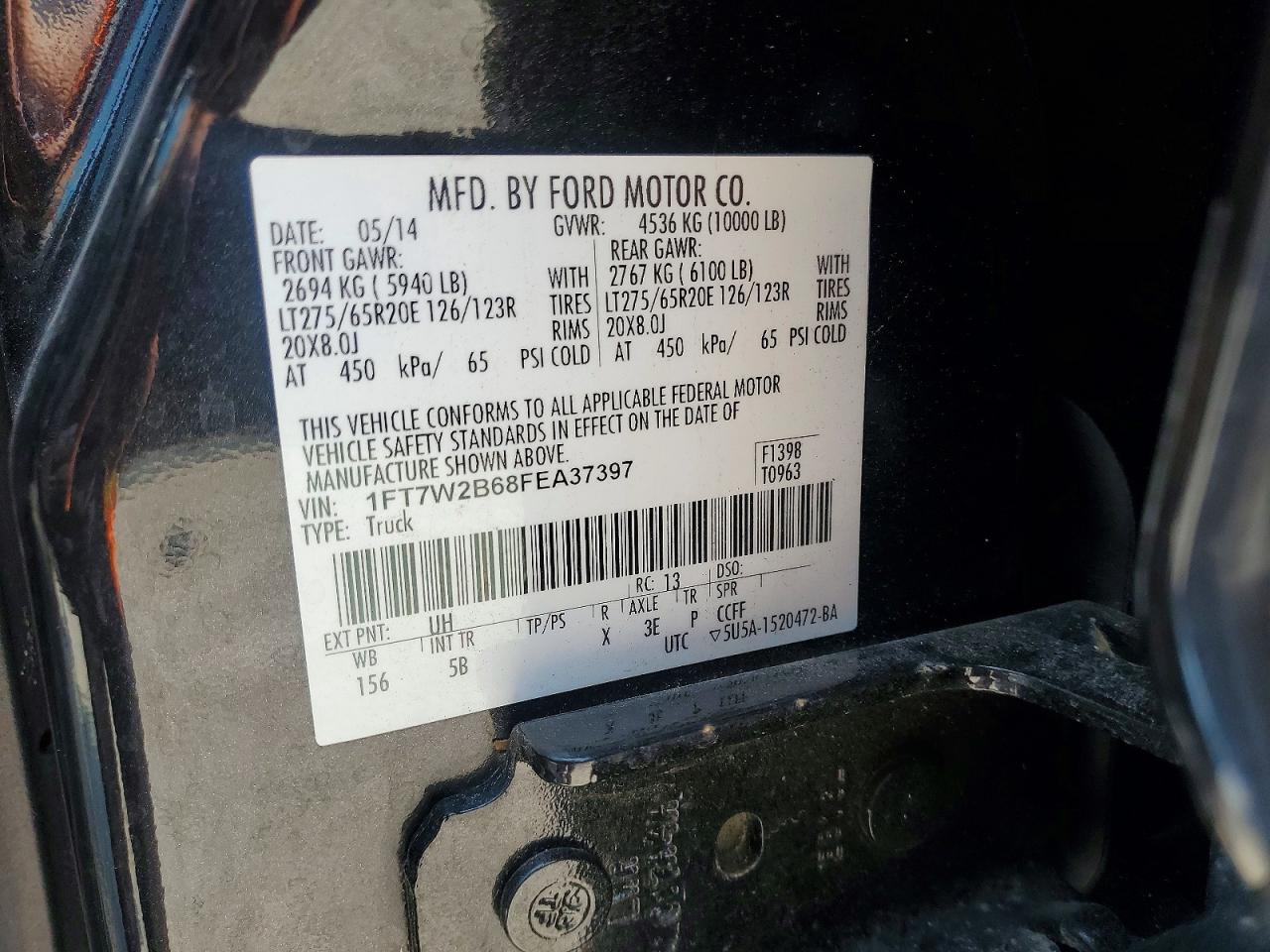 2015 Ford F250 Super Duty Charcoal vin: 1FT7W2B68FEA37397