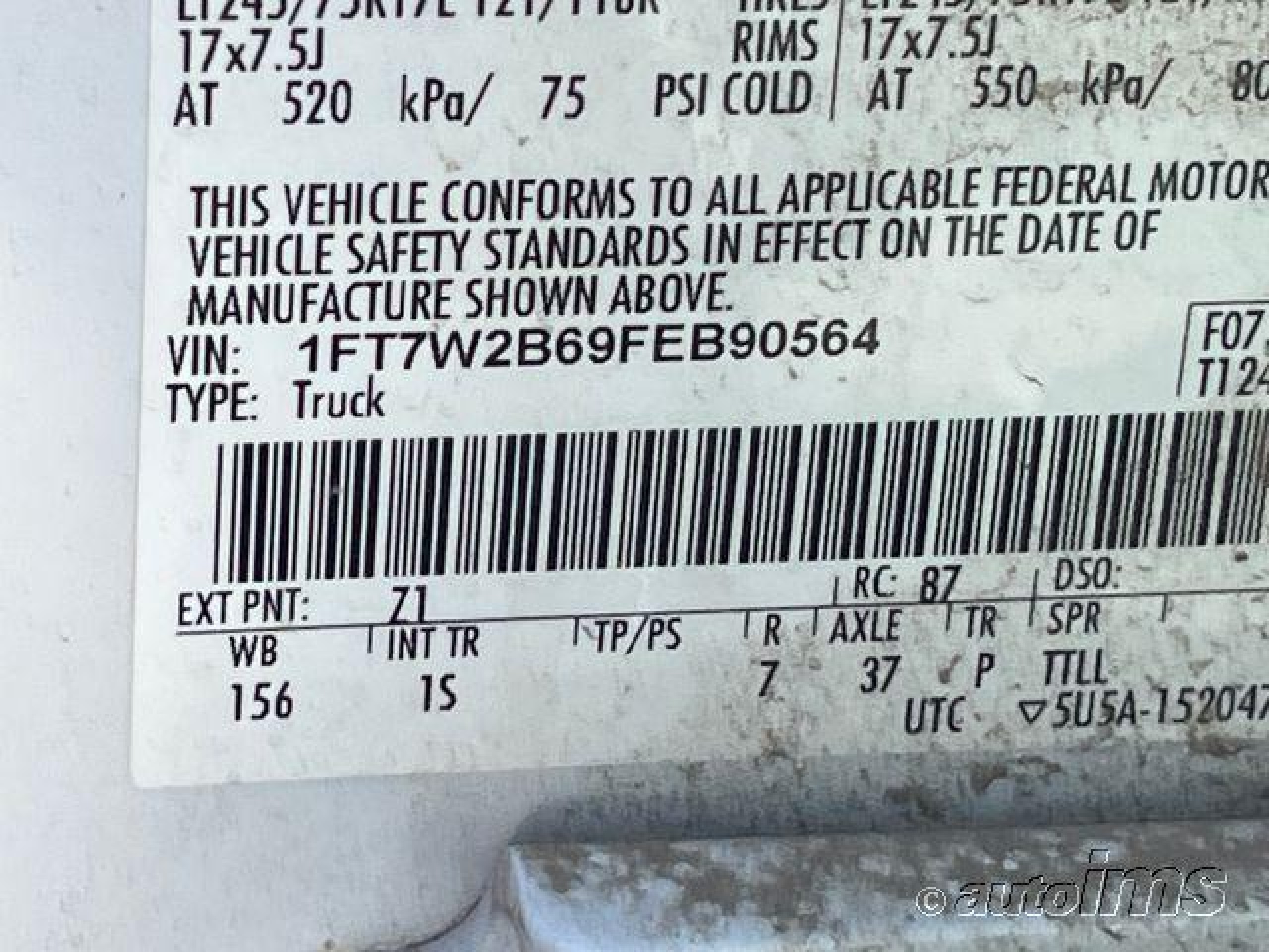 2015 Ford F-250 Xl vin: 1FT7W2B69FEB90564