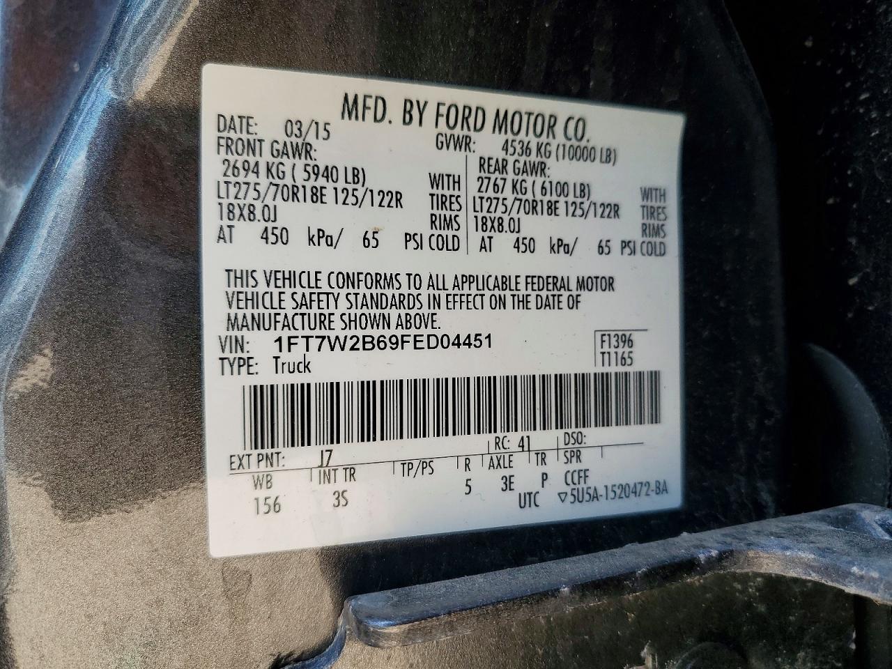 2015 Ford F250 Super Duty Black vin: 1FT7W2B69FED04451