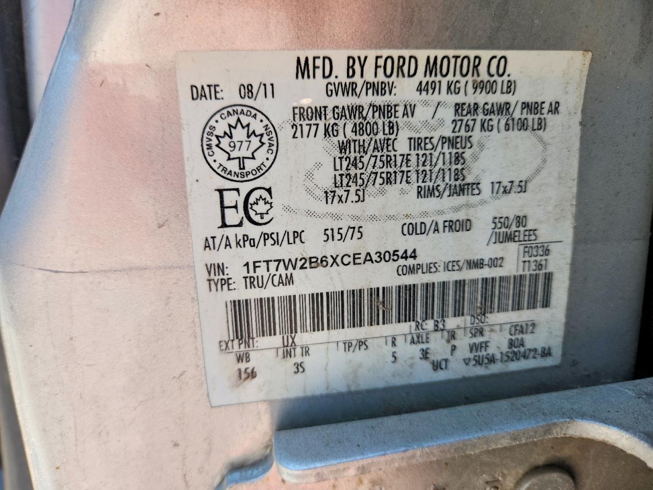 2012 Ford F250 Super Duty Silver vin: 1FT7W2B6XCEA30544