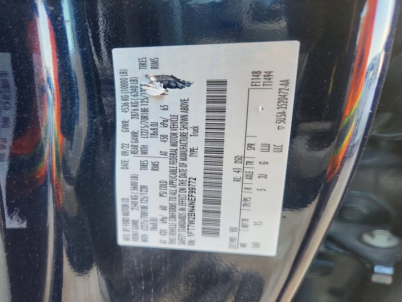 2022 Ford F250 Super Duty Blue vin: 1FT7W2BN4NEF99772