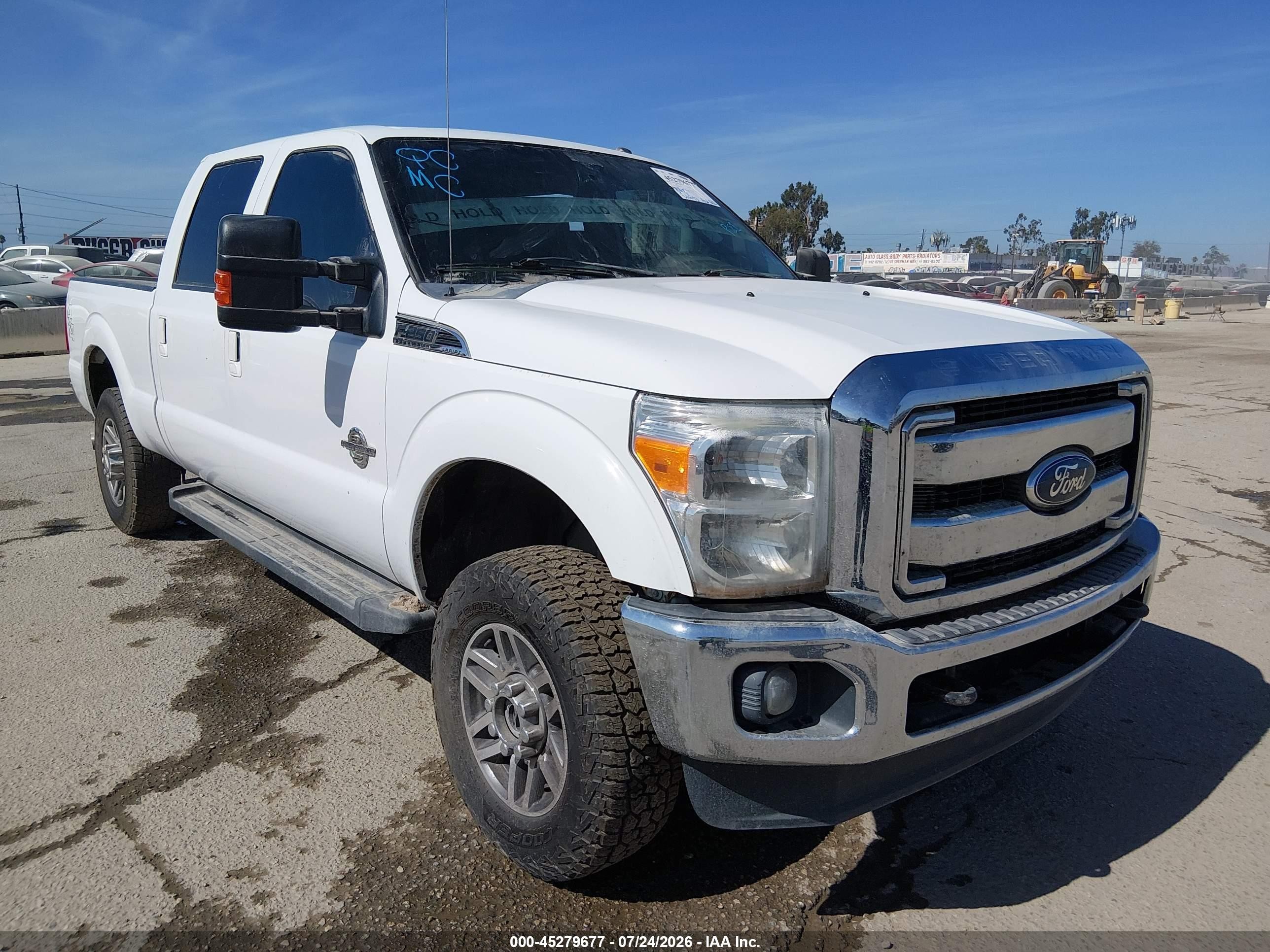 2012 Ford F-250 Lariat White vin: 1FT7W2BT0CEA18831