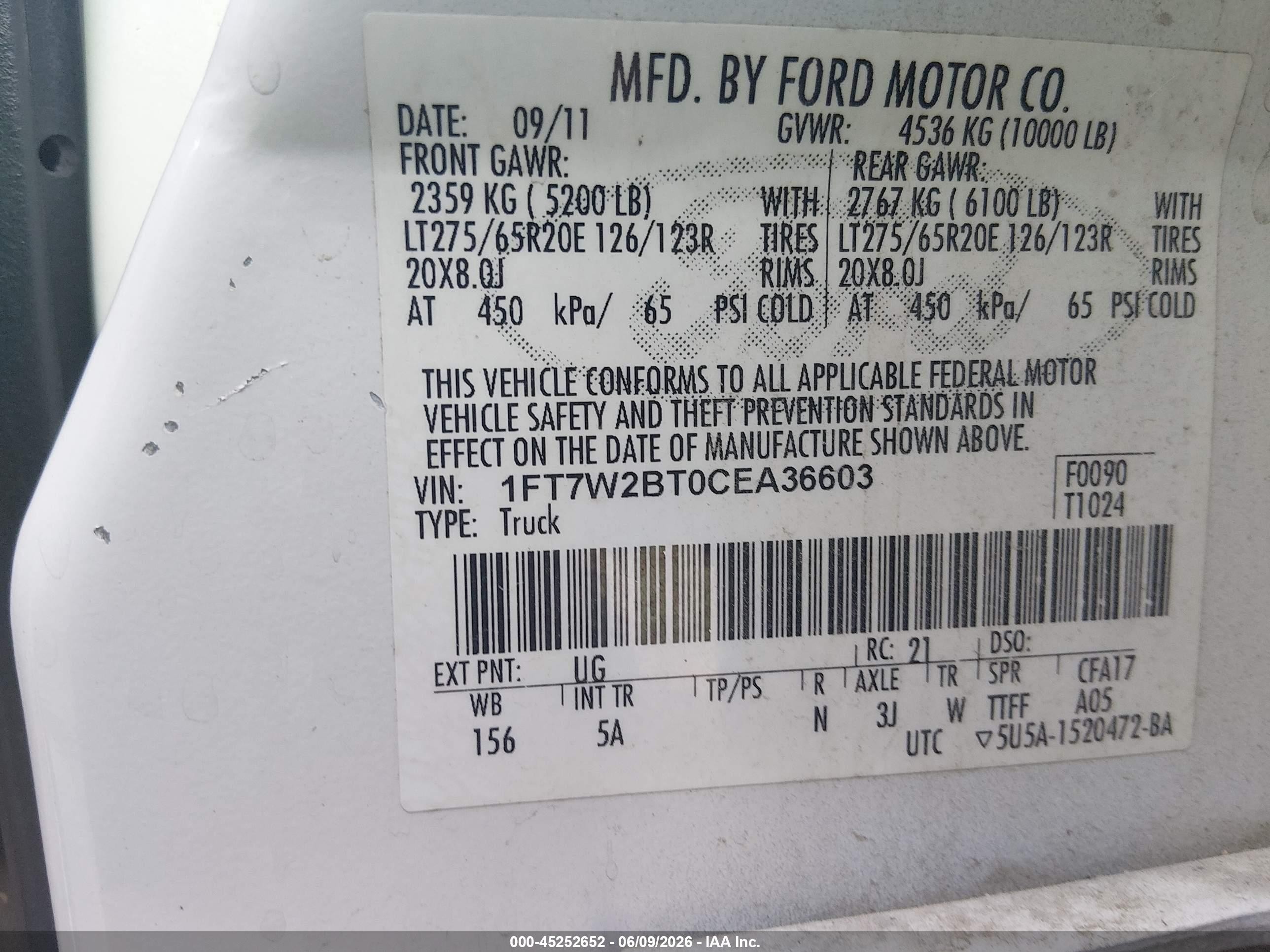 2012 Ford F-250 Lariat White vin: 1FT7W2BT0CEA36603