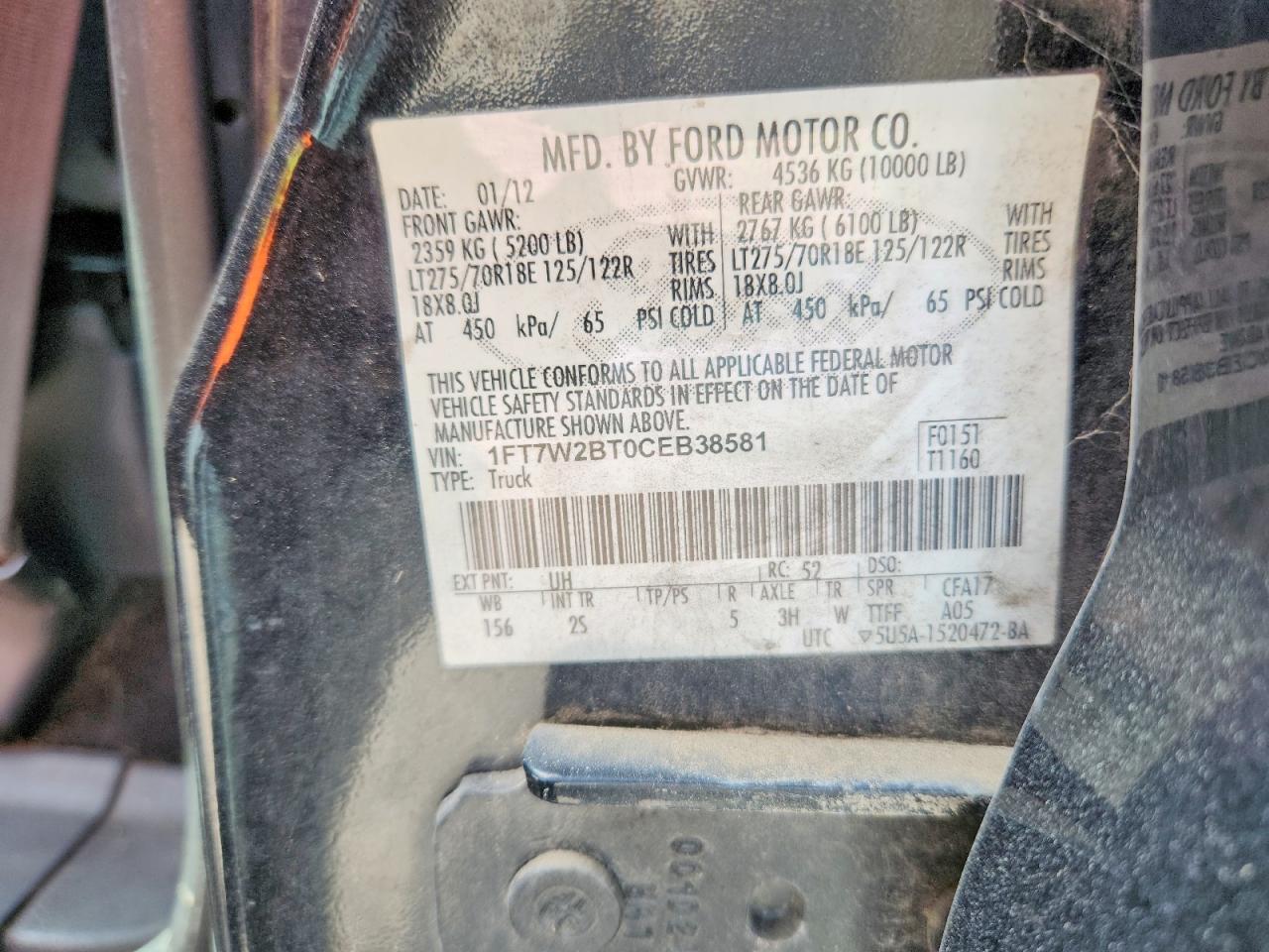 2012 Ford F250 Super Duty Black vin: 1FT7W2BT0CEB38581
