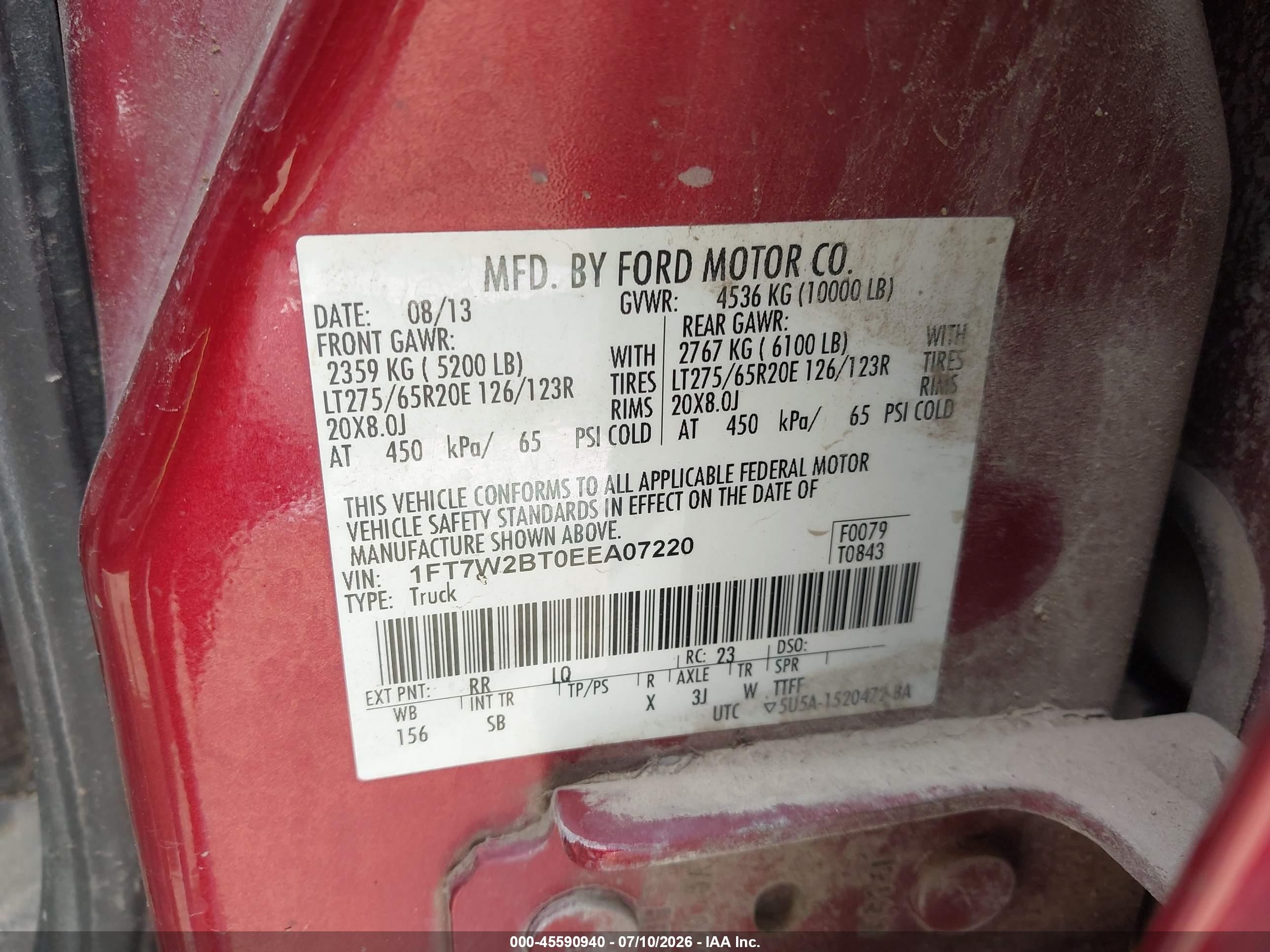 2014 Ford F-250 Lariat Red vin: 1FT7W2BT0EEA07220