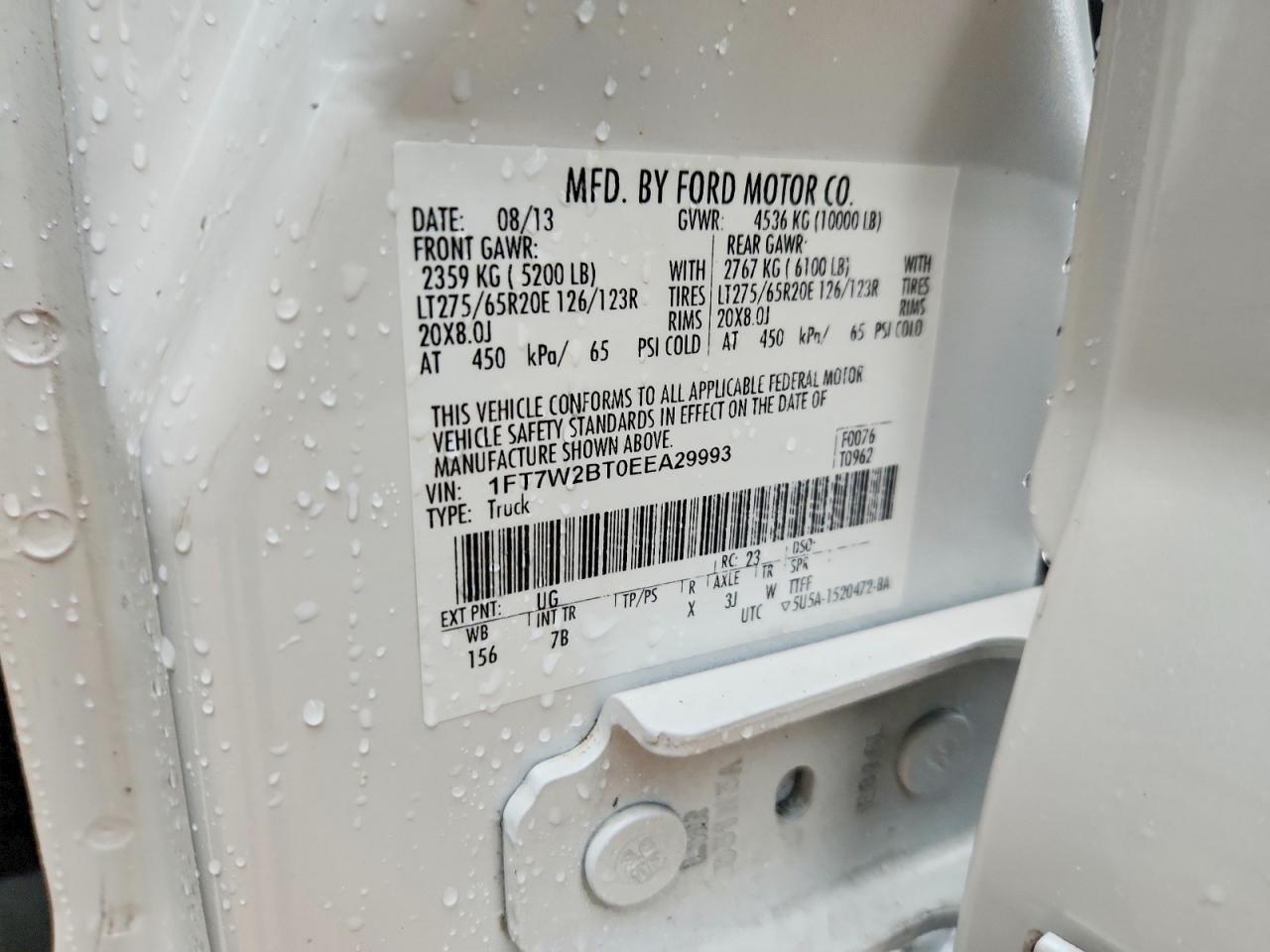 2014 Ford F250 Super Duty White vin: 1FT7W2BT0EEA29993