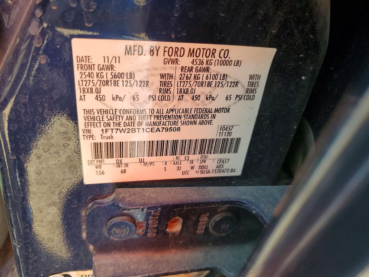 2012 Ford F250 Super Duty Black vin: 1FT7W2BT1CEA79508