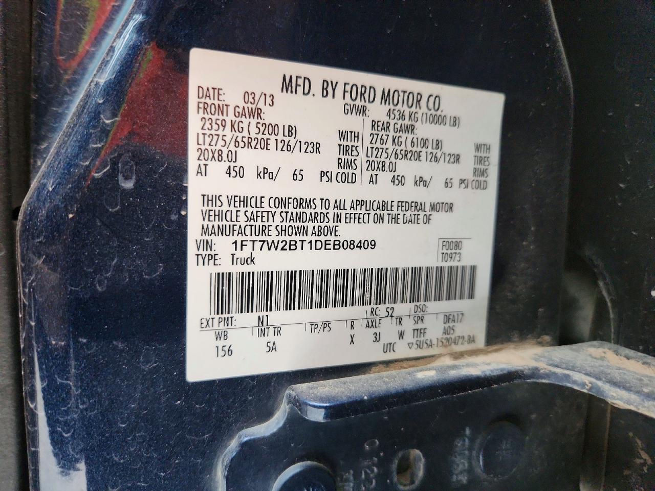 2013 Ford F250 Super Duty Blue vin: 1FT7W2BT1DEB08409