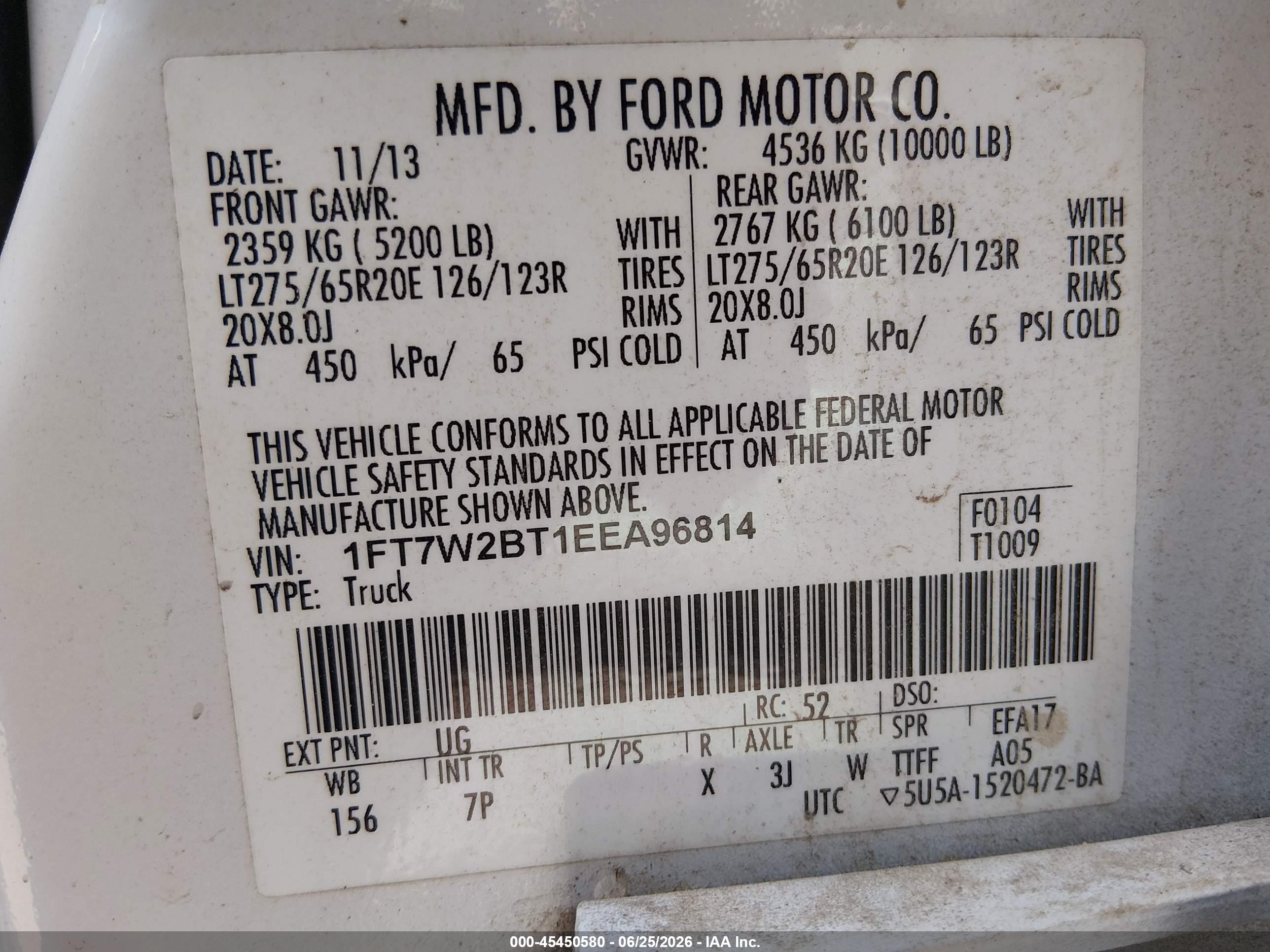 2014 Ford F-250 Lariat/xl/xlt White vin: 1FT7W2BT1EEA96814