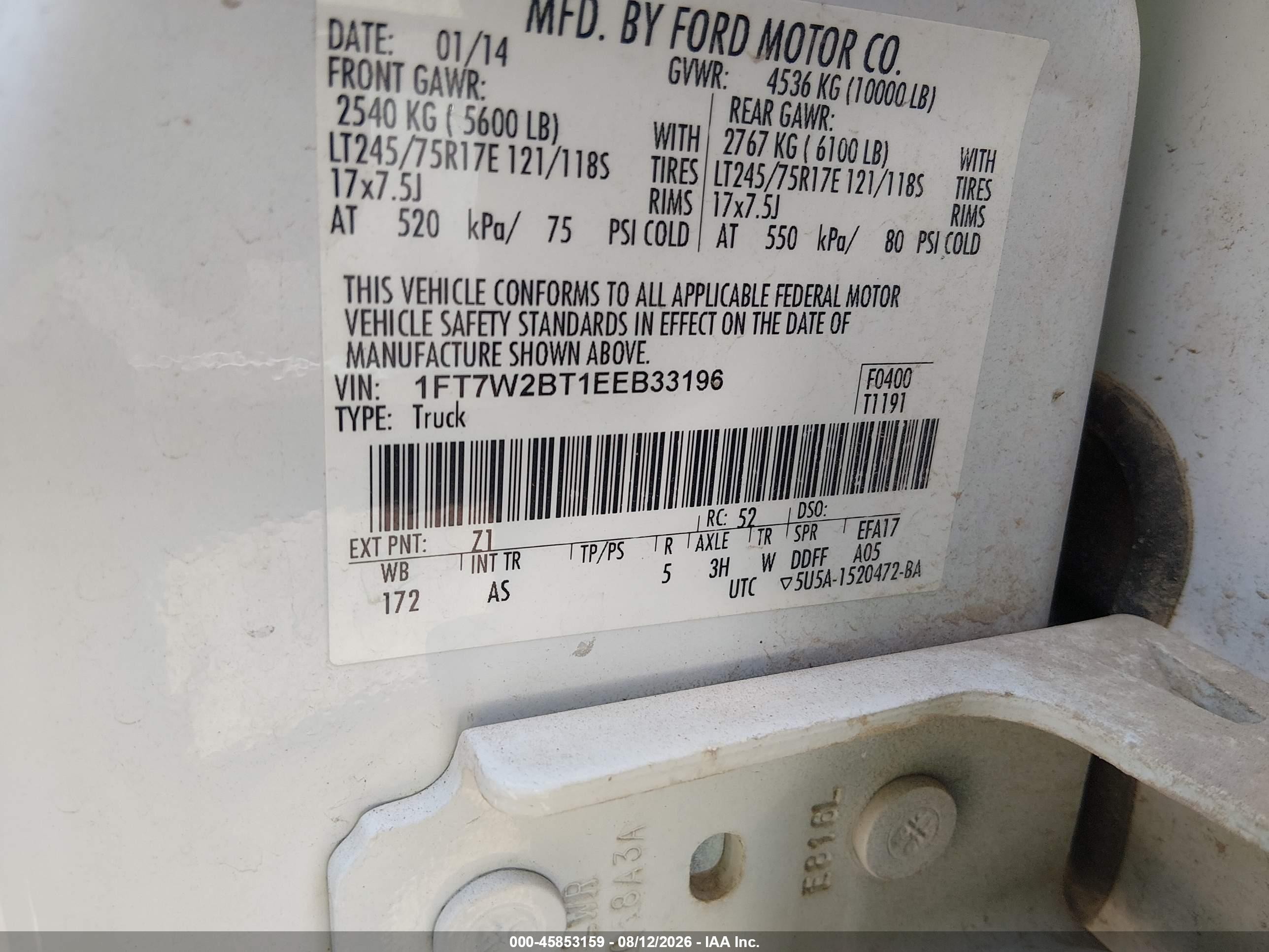 2014 Ford F-250 Xl White vin: 1FT7W2BT1EEB33196