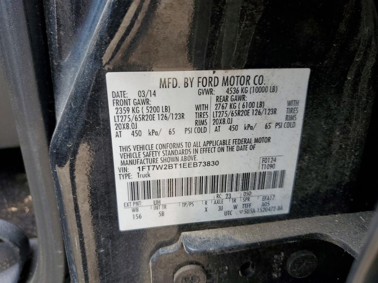 2014 Ford F250 Super Duty Black vin: 1FT7W2BT1EEB73830