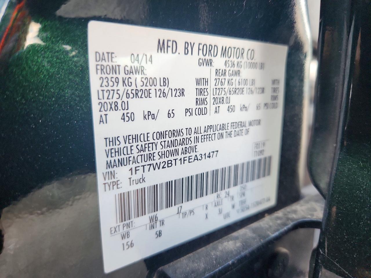 2015 Ford F250 Super Duty Green vin: 1FT7W2BT1FEA31477