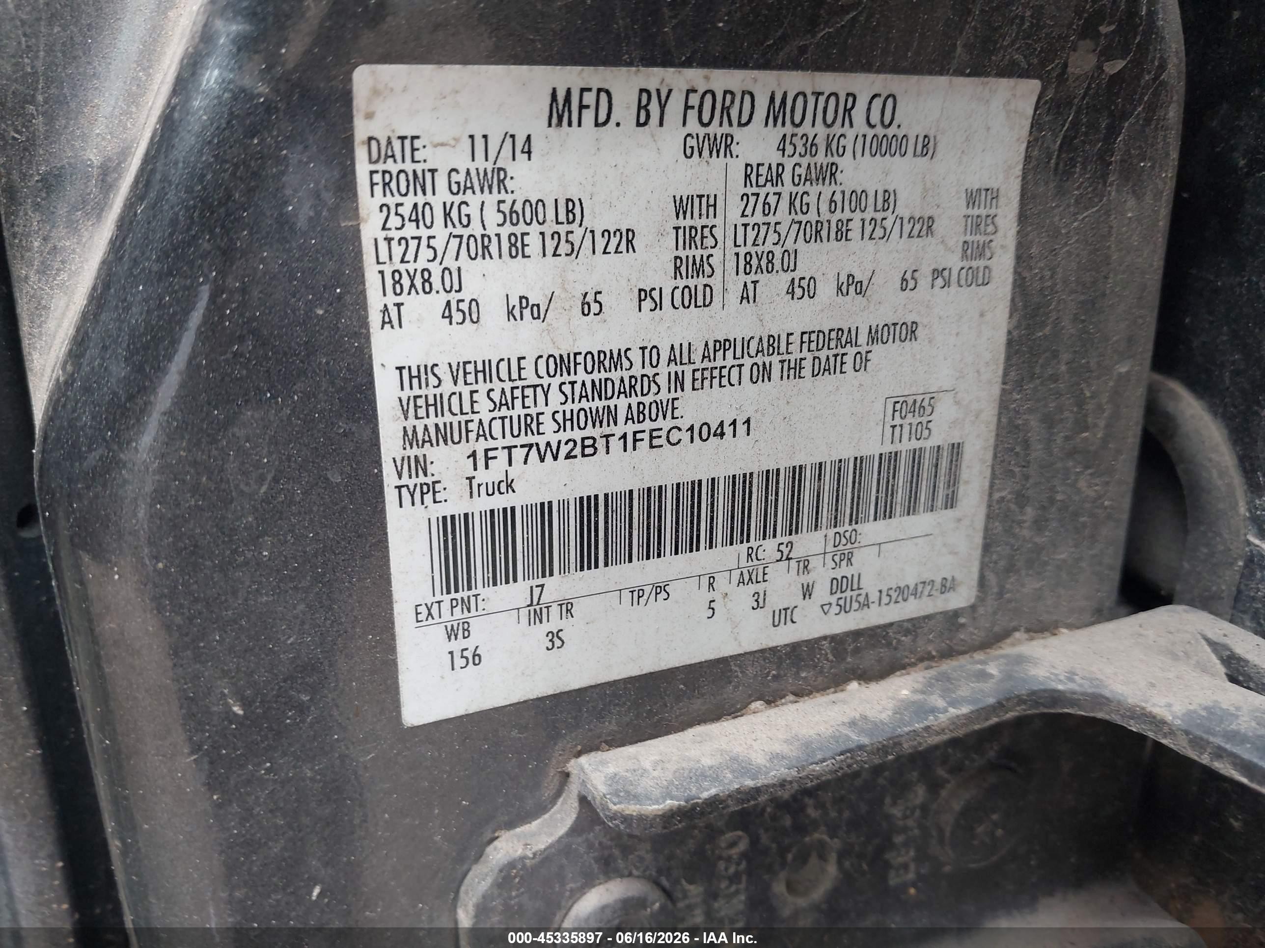 2015 Ford F-250 Xlt Gray vin: 1FT7W2BT1FEC10411