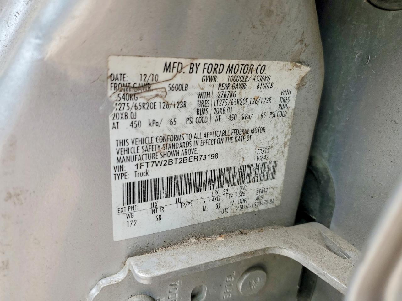 2011 Ford F250 Super Duty Gray vin: 1FT7W2BT2BEB73198