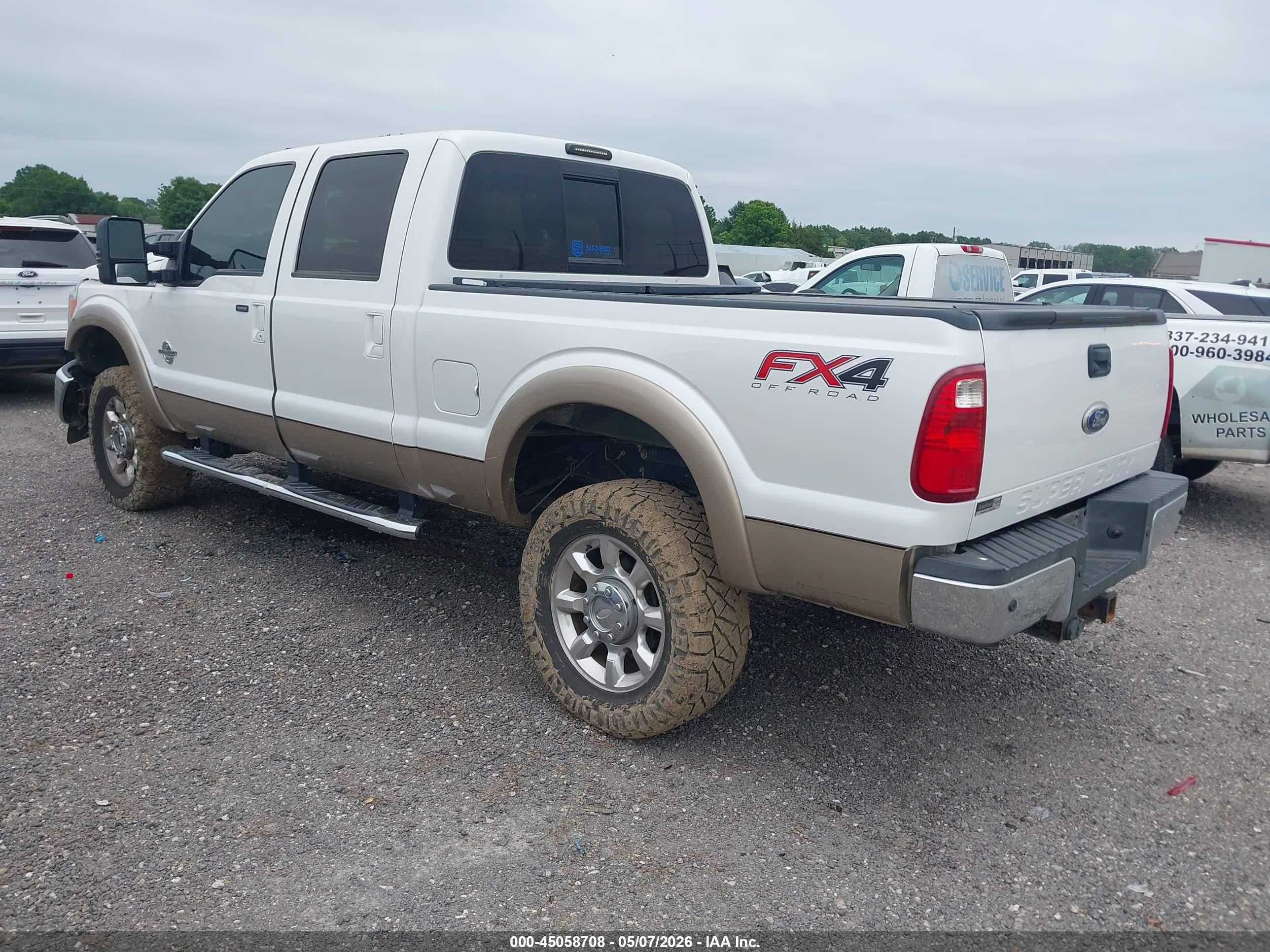 2012 Ford F-250 Lariat White vin: 1FT7W2BT2CEA68842